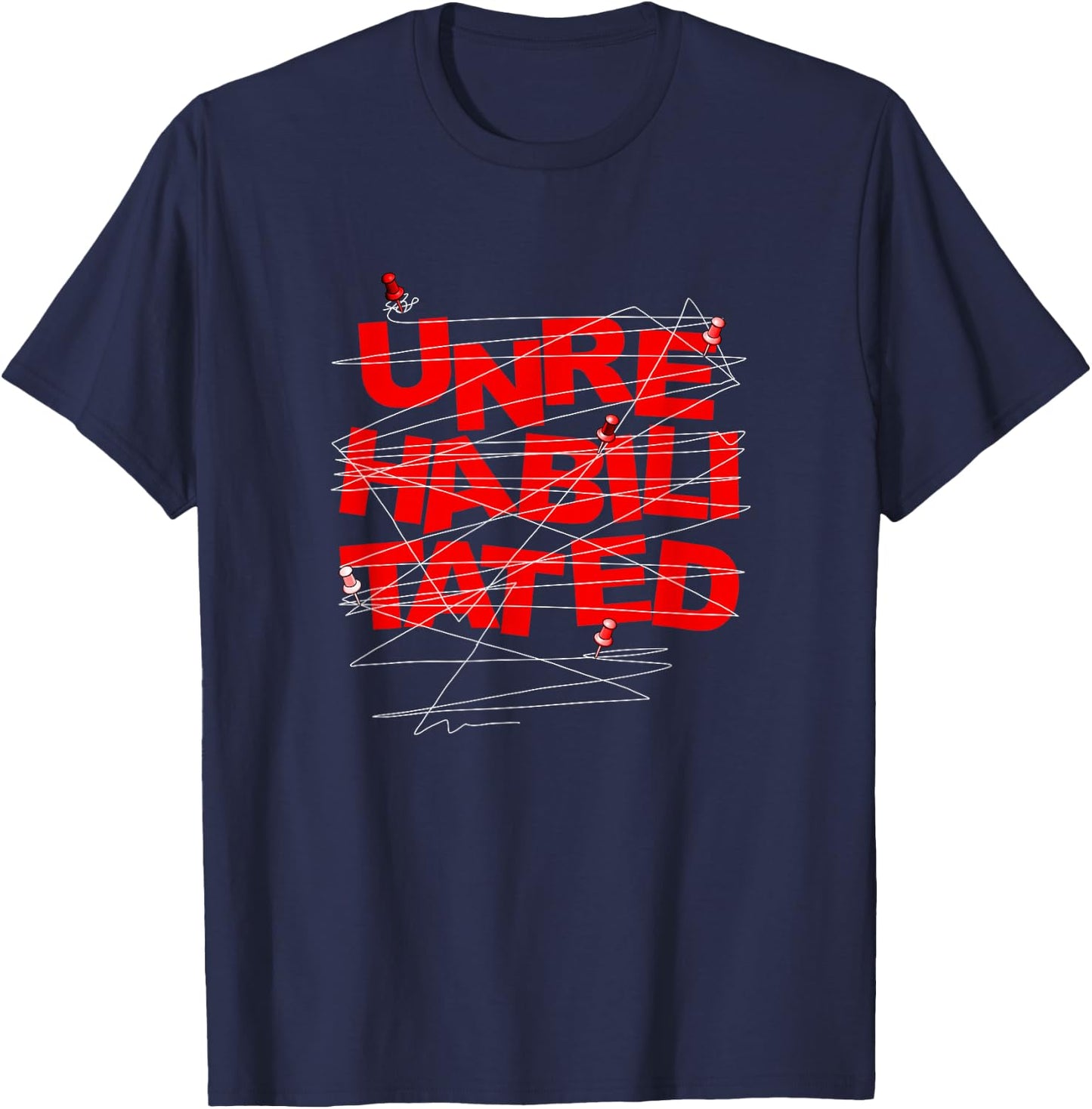 Red Color Unrehabilitated Red Graphic T-Shirt - T-Shirt | Navy