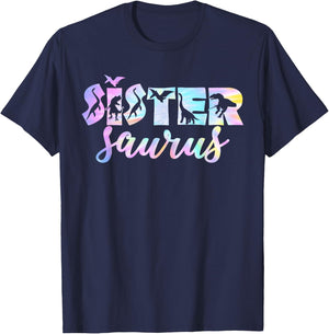 Sistersaurus T Rex Dinosaur Sister Saurus Family Matching T-Shirt - T-Shirt | Navy