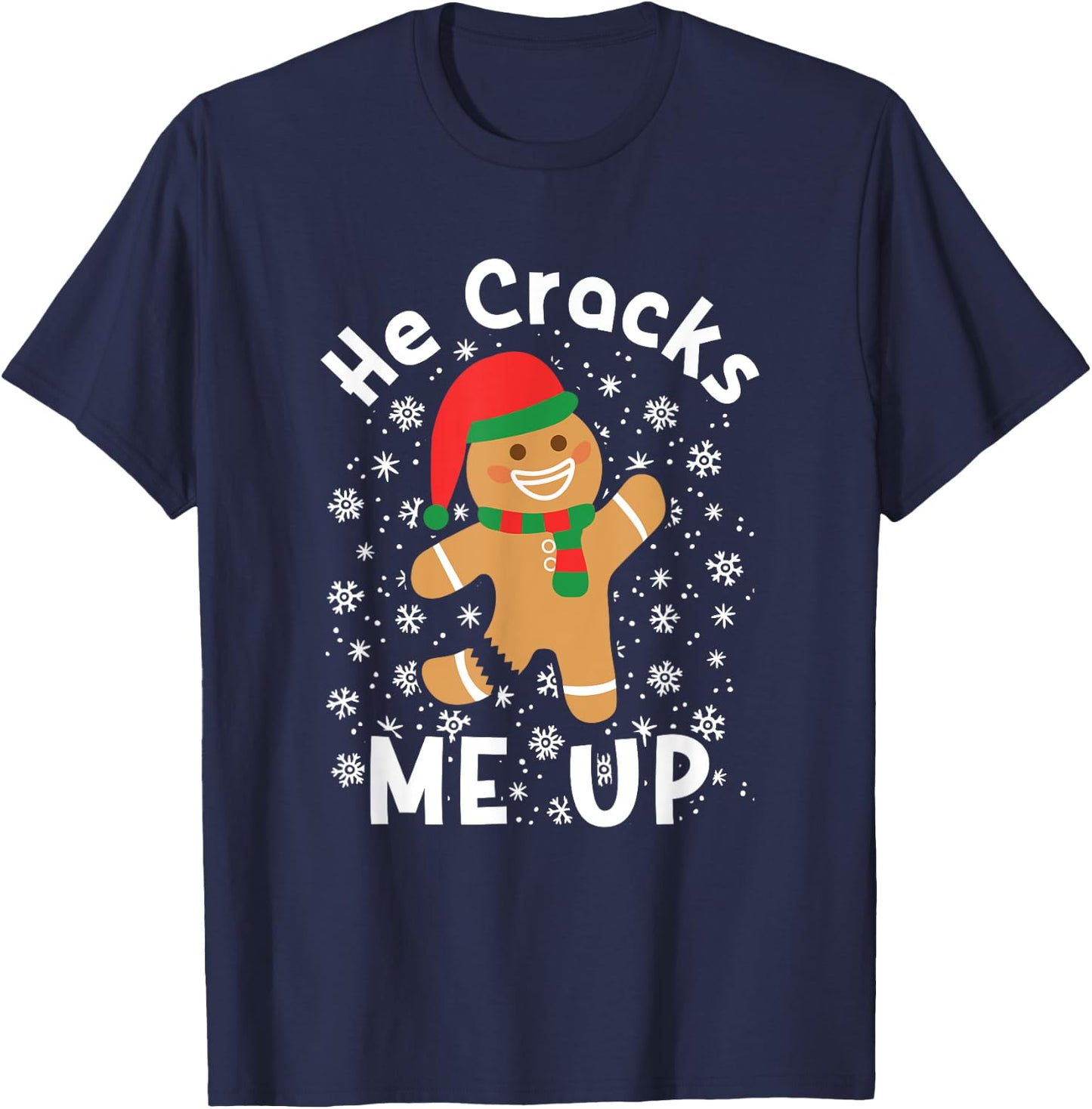 Gingerbread Man Woman Couples Christmas Holiday Matching T-Shirt - T-Shirt | Navy