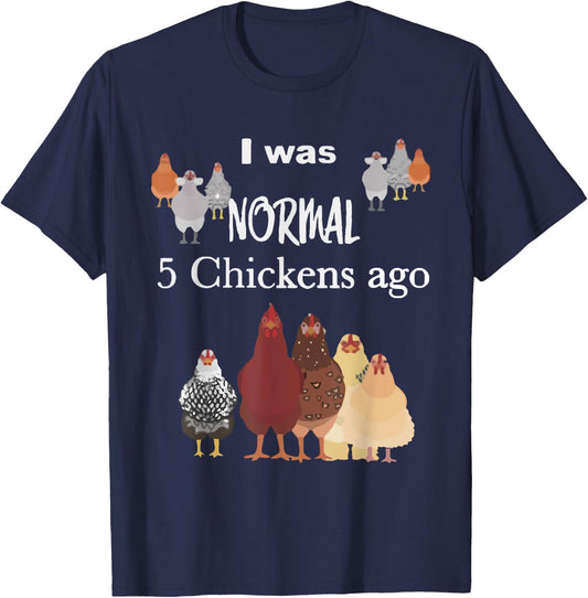 I Was Normal 5 Chickens Ago, Chicken Lover Kids T-Shirt - T-Shirt | Navy