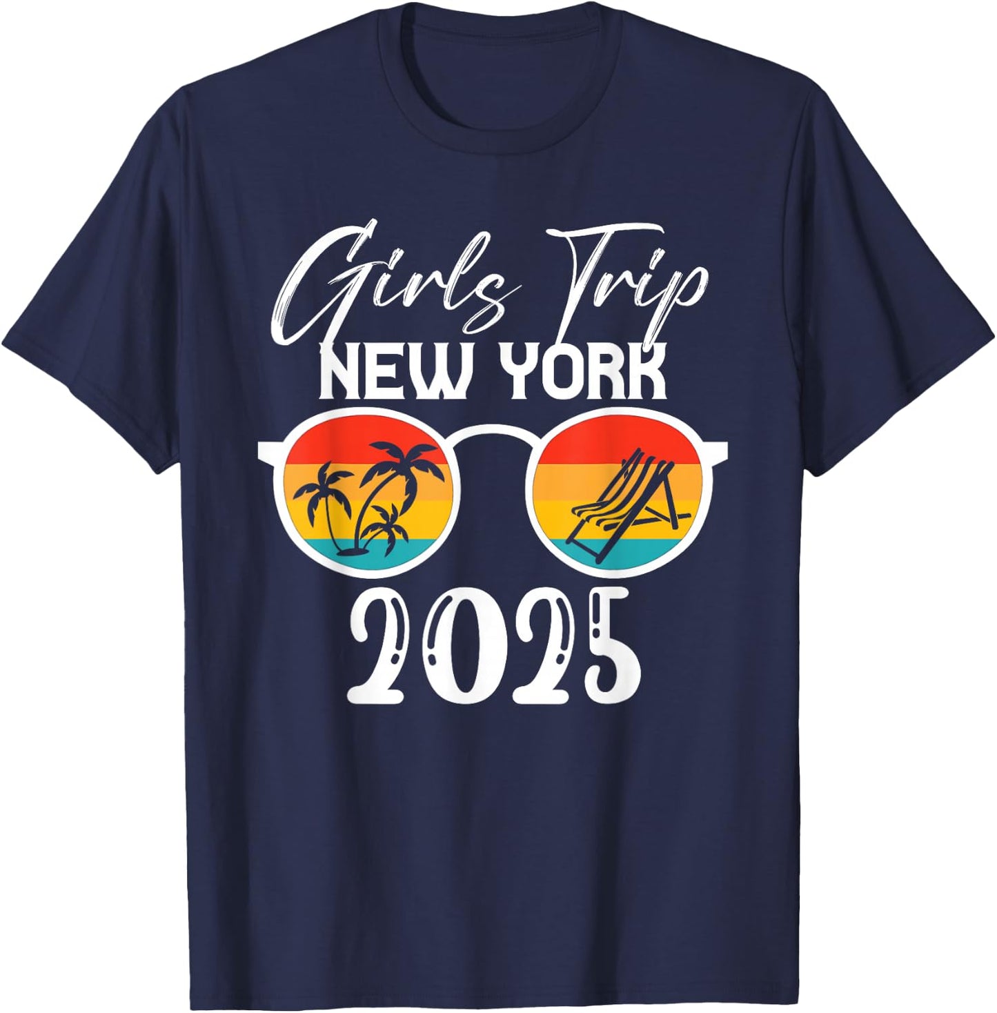 New York Girls Trip 2025 Cute Beach Summer Vacation Party T-Shirt - T-Shirt | Navy