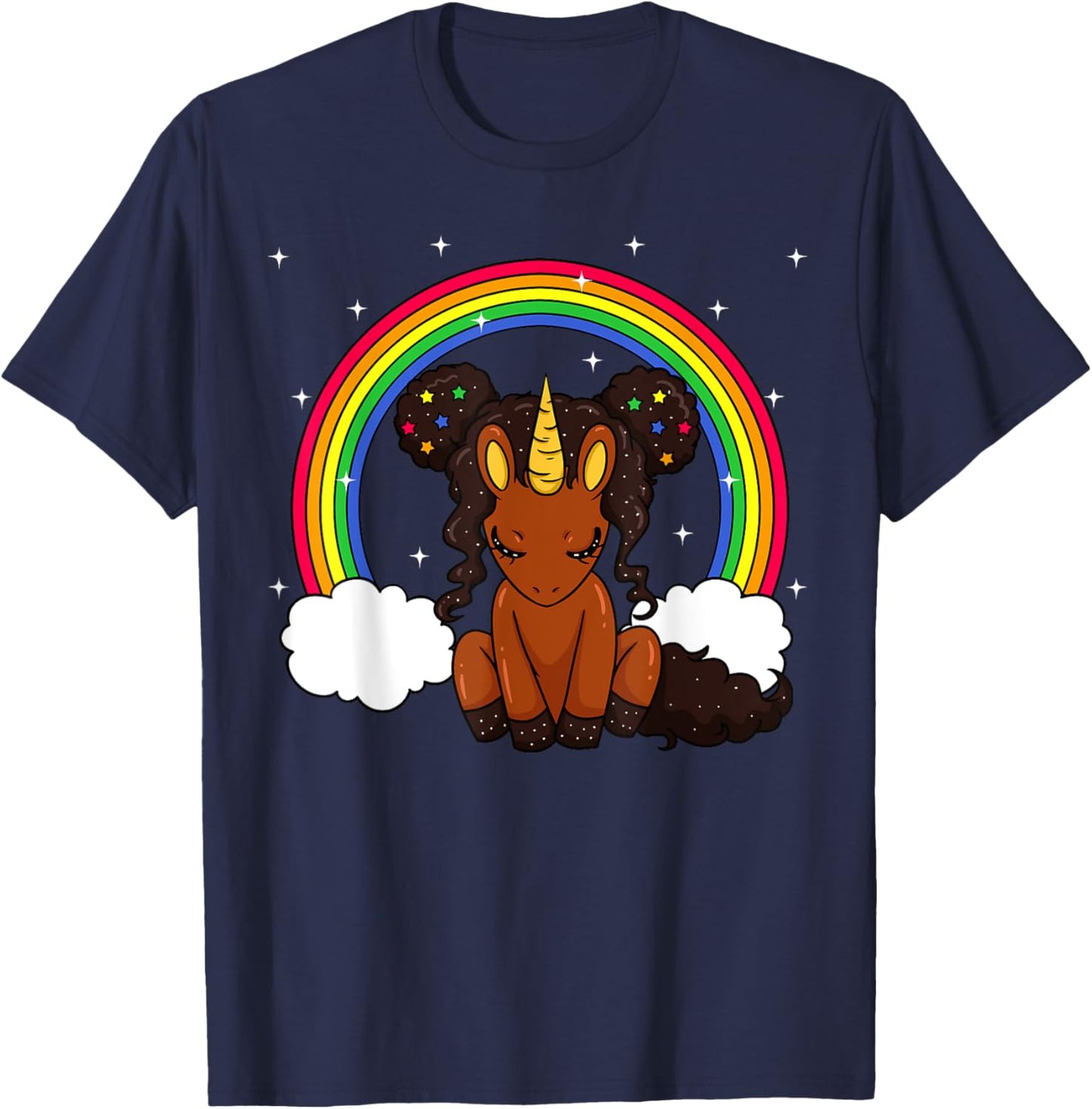 African American Unicorn African Unicorn Love T-Shirt - T-Shirt | Navy