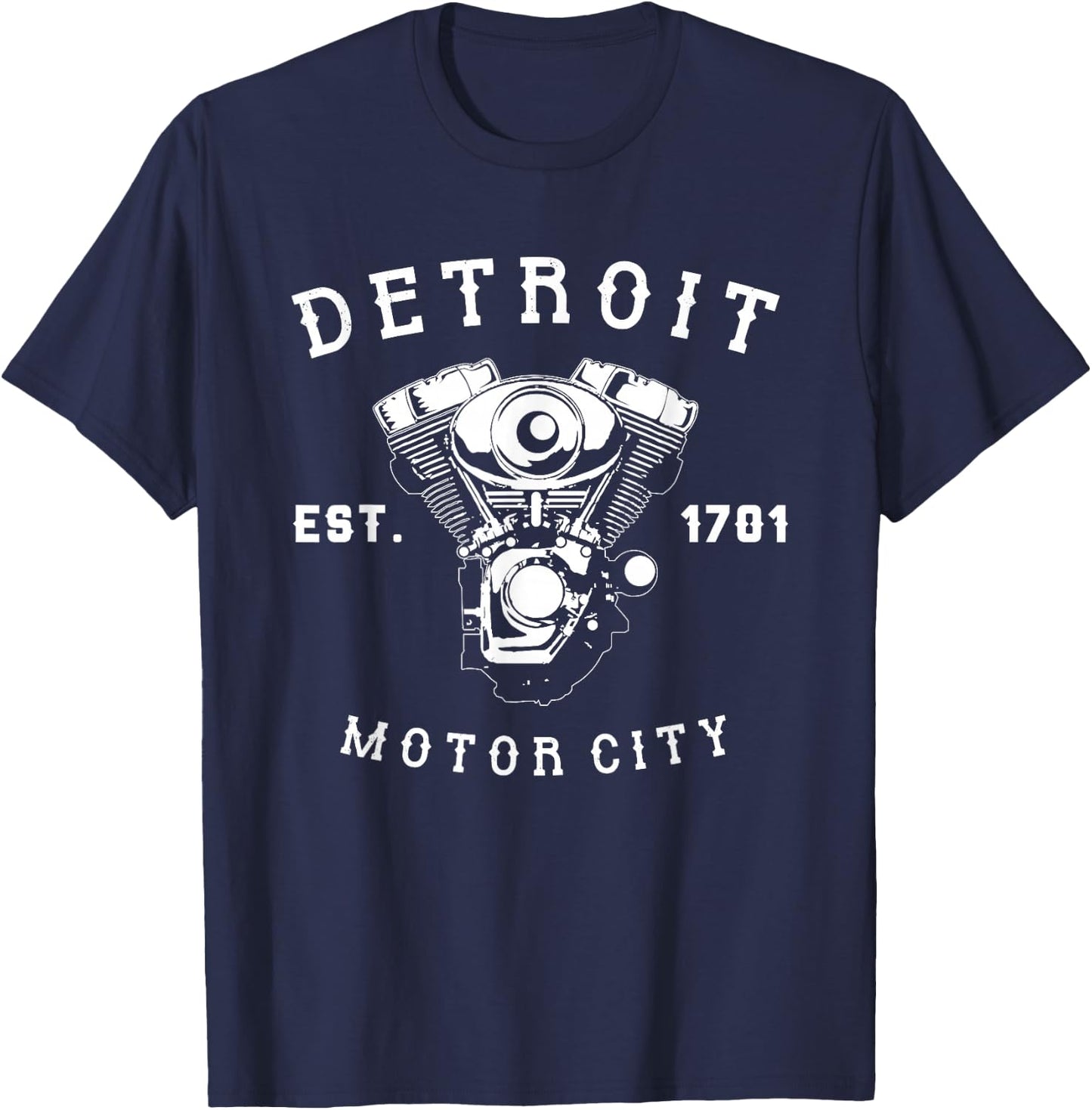 Vintage Big Block Detroit Motor City Michigan Car Enthusiast T-Shirt - T-Shirt | Navy