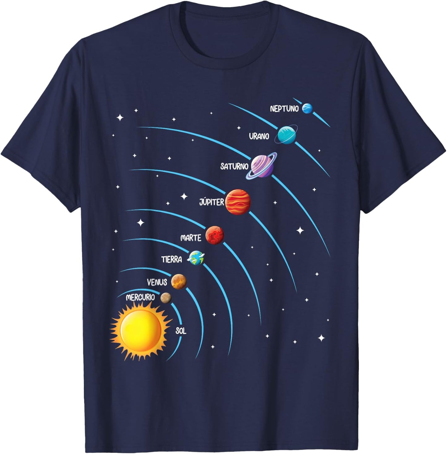 Spanish Solar System Planet Space Español Sistema solar T-Shirt - T-Shirt | Navy
