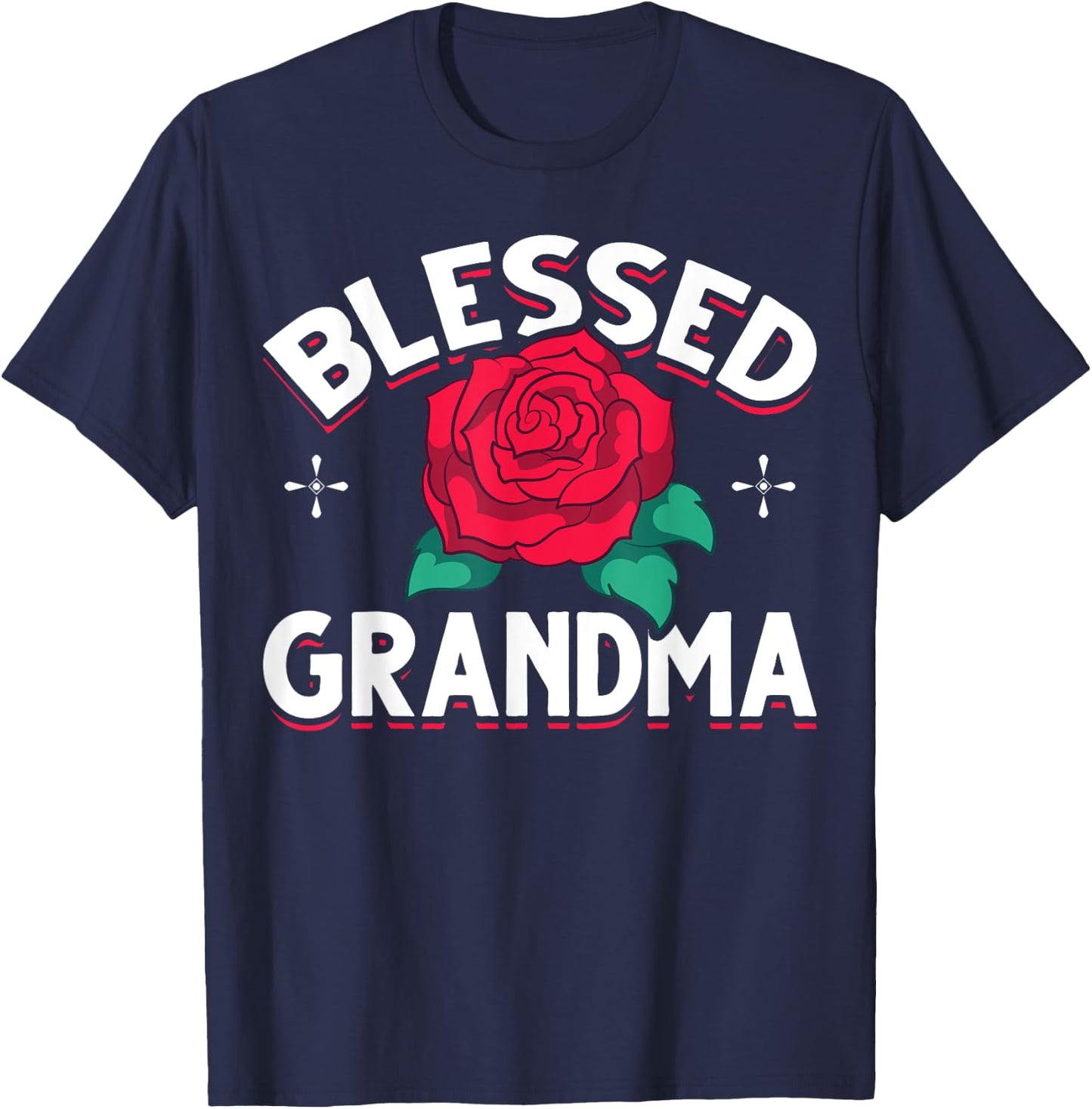Blessed Grandmother Nana Granny Mothers Day Rose Grandma T-Shirt - T-Shirt | Navy