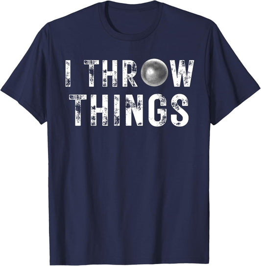 Vintage Distressed I Throw Things Shot Put Track and Field T-Shirt - T-Shirt | Navy