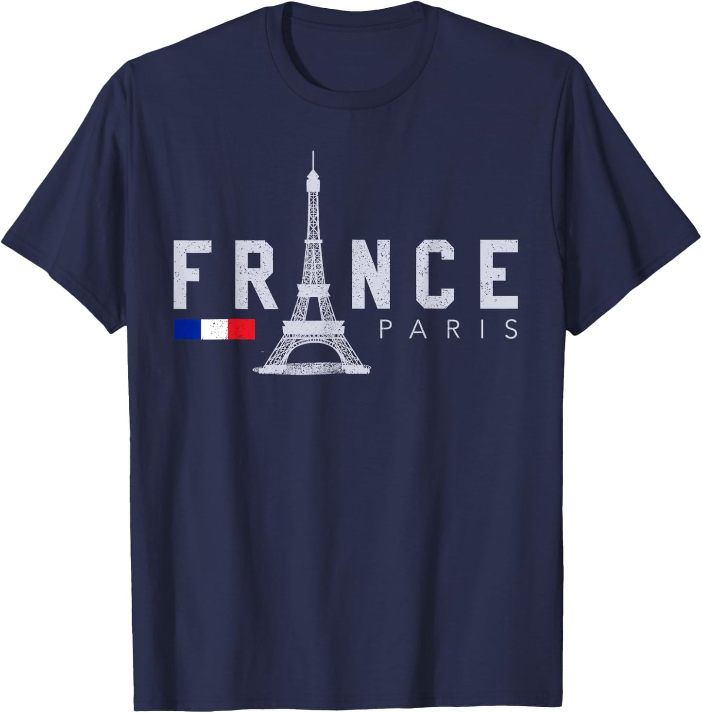France Paris French Flag Eiffel Tower Souvenir Gift T-Shirt - T-Shirt | Navy