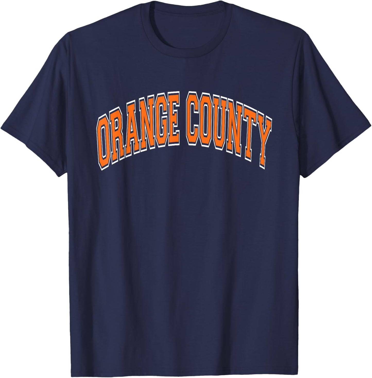 Orange County Arched Orange Text T-Shirt - T-Shirt | Navy
