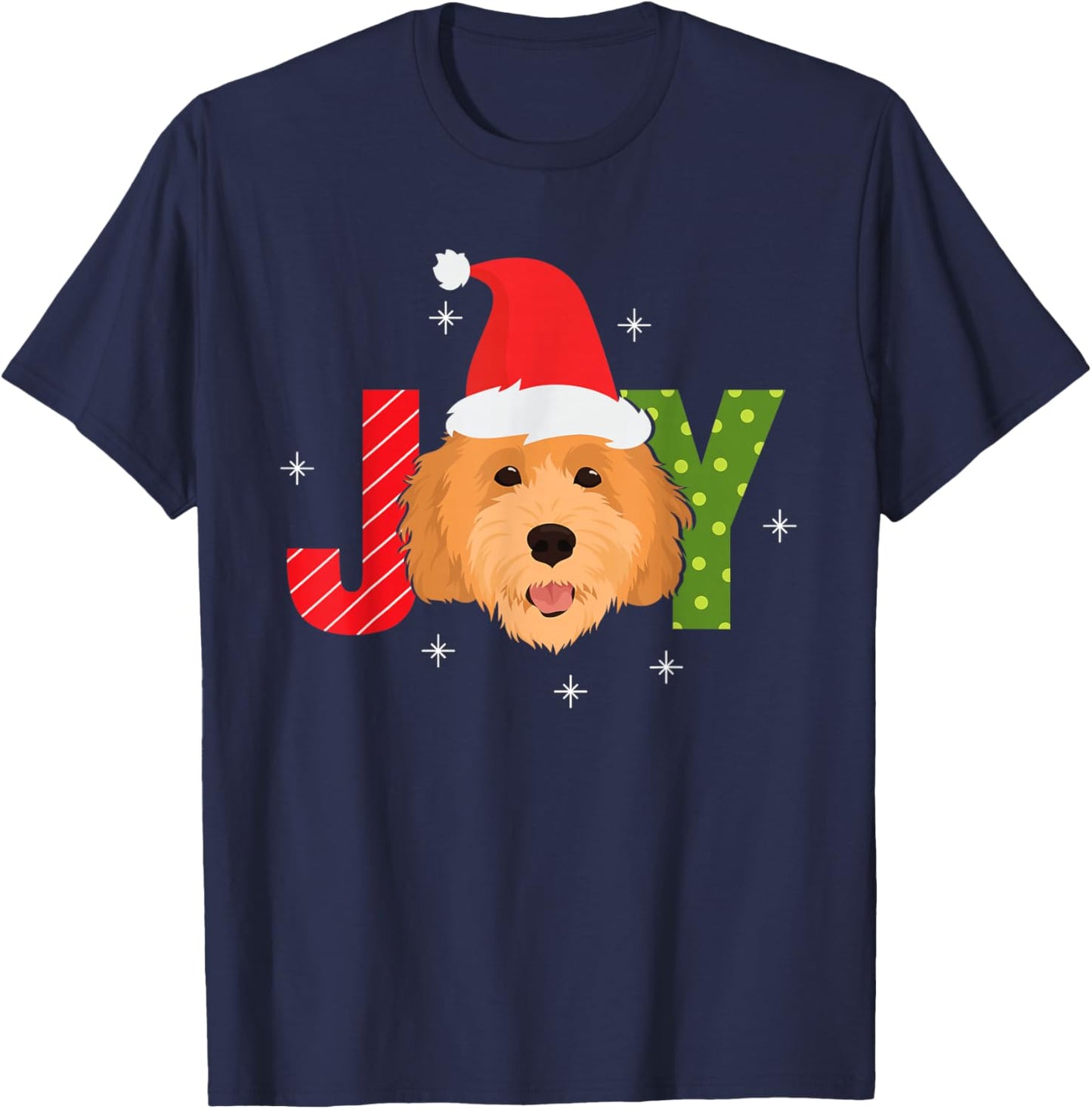 JOY Goldendoodle & Labradoodle Christmas T-Shirt - T-Shirt | Navy