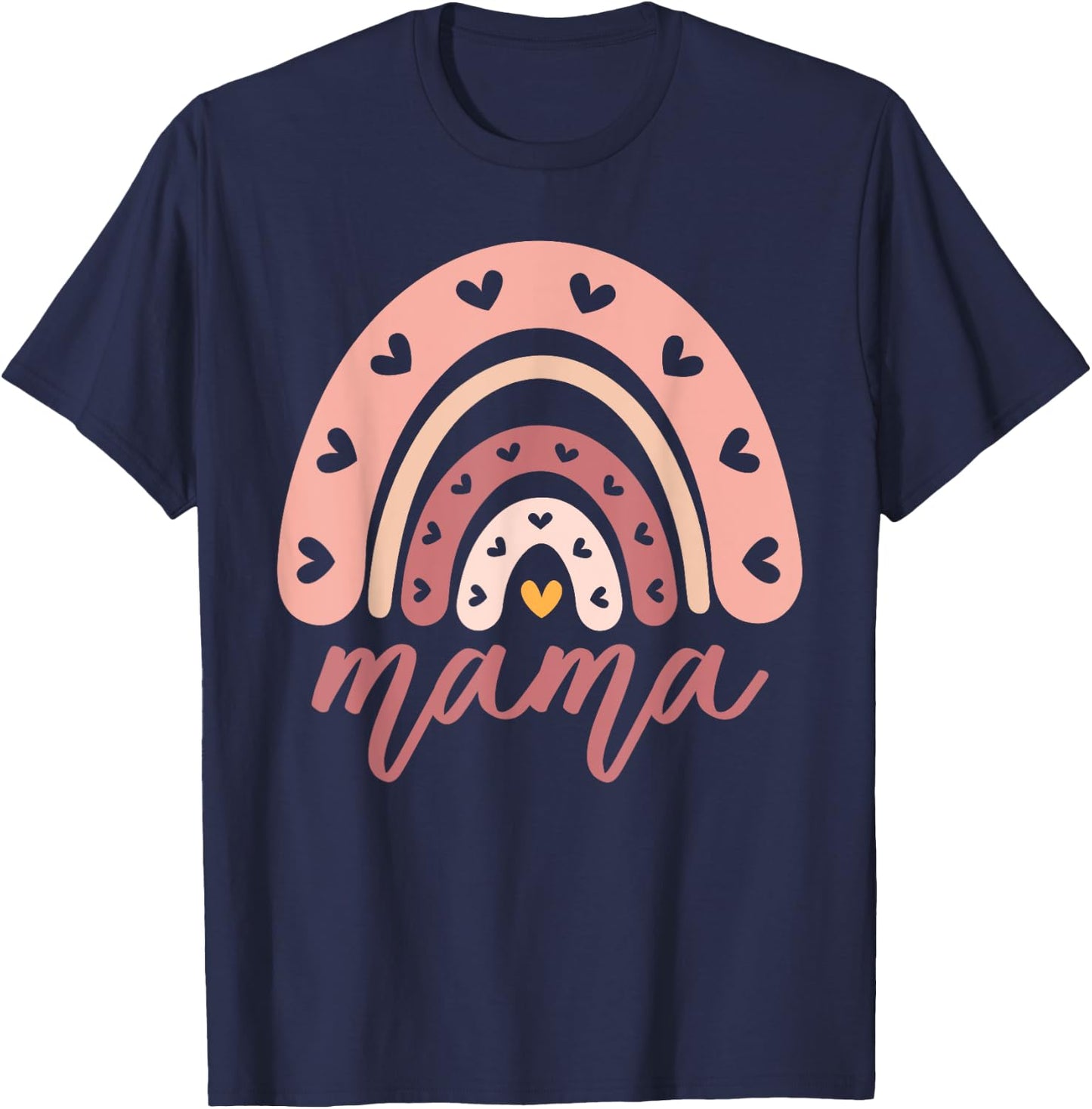 Mama Birthday Rainbow Family Mom T-Shirt - T-Shirt | Navy