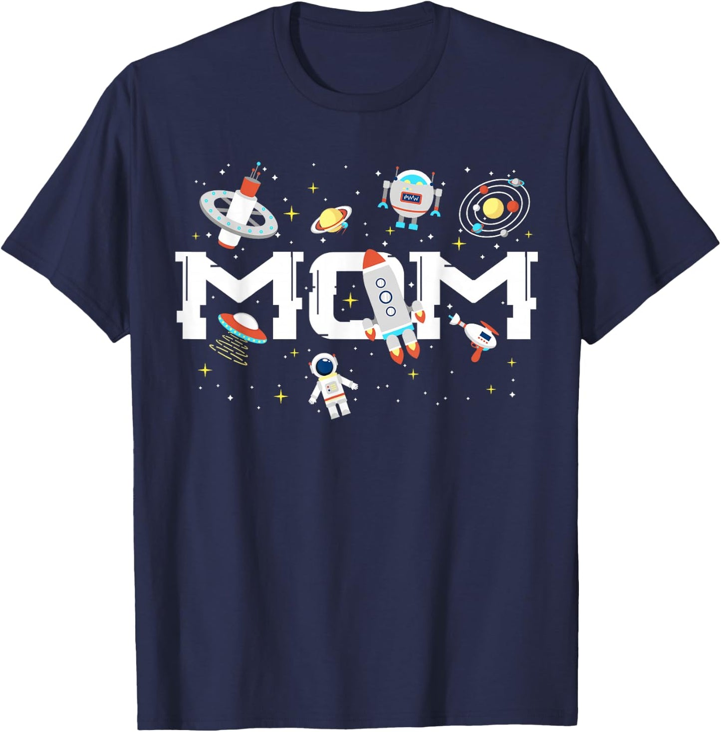 Mom Outer Planets Birthday Party Astronaut Space Spaceman T-Shirt - T-Shirt | Navy
