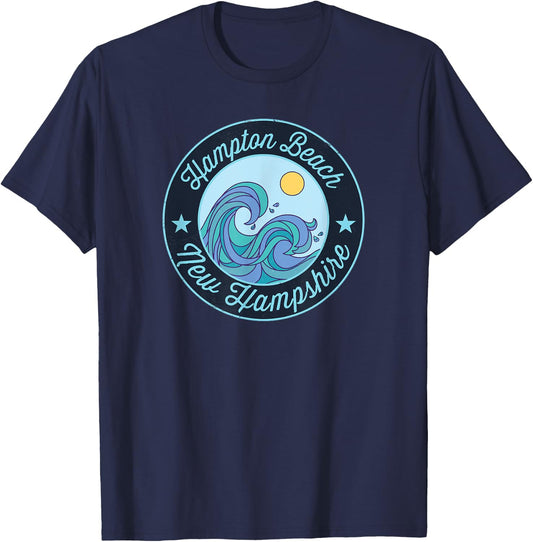 Hampton Beach NH New Hampshire Souvenir Nautical Surfer Grap Women Kids T-Shirt - T-Shirt | Navy