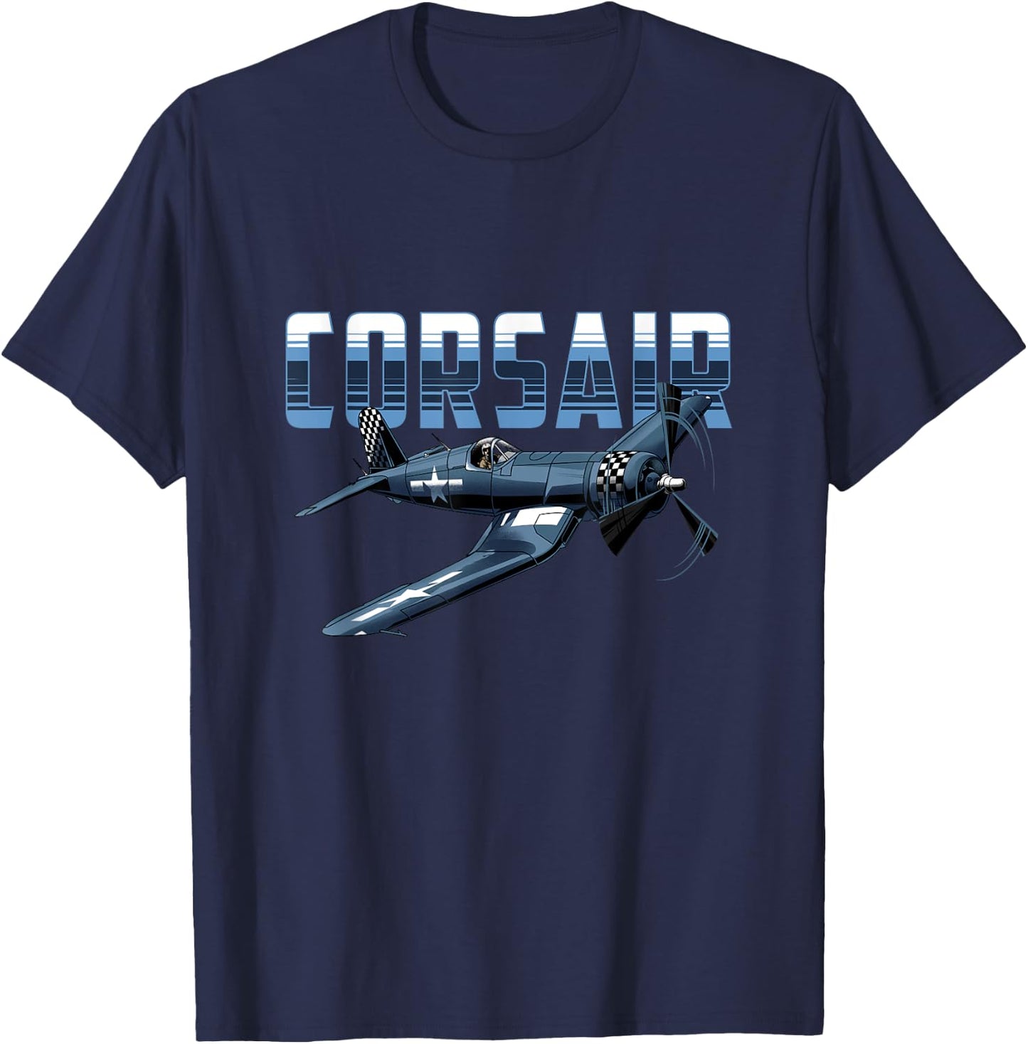 USA Military Warbird Airplane Corsair Classic Airplane T-Shirt - T-Shirt | Navy