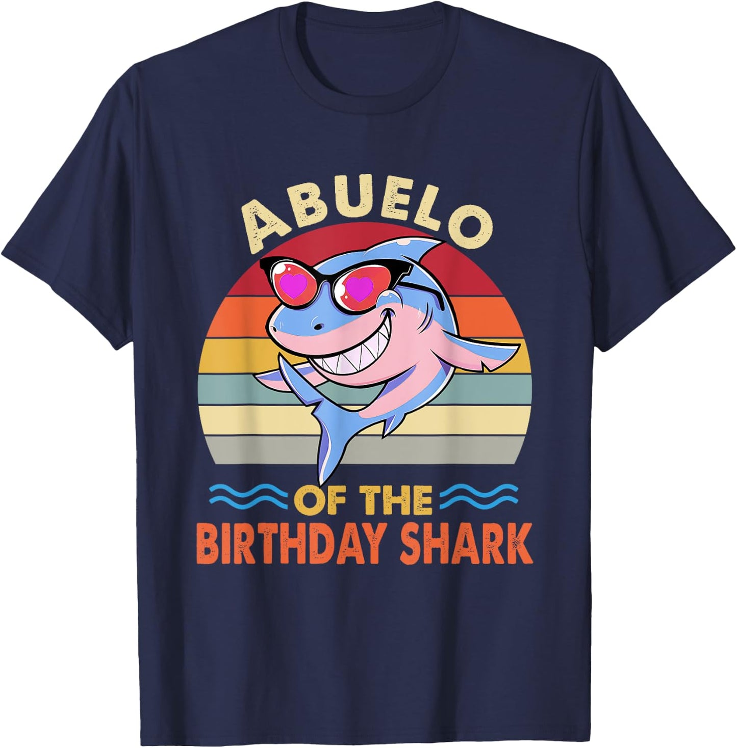 Abuelo of the Shark Birthday Matching Family Grandma Shark T-Shirt - T-Shirt | Navy