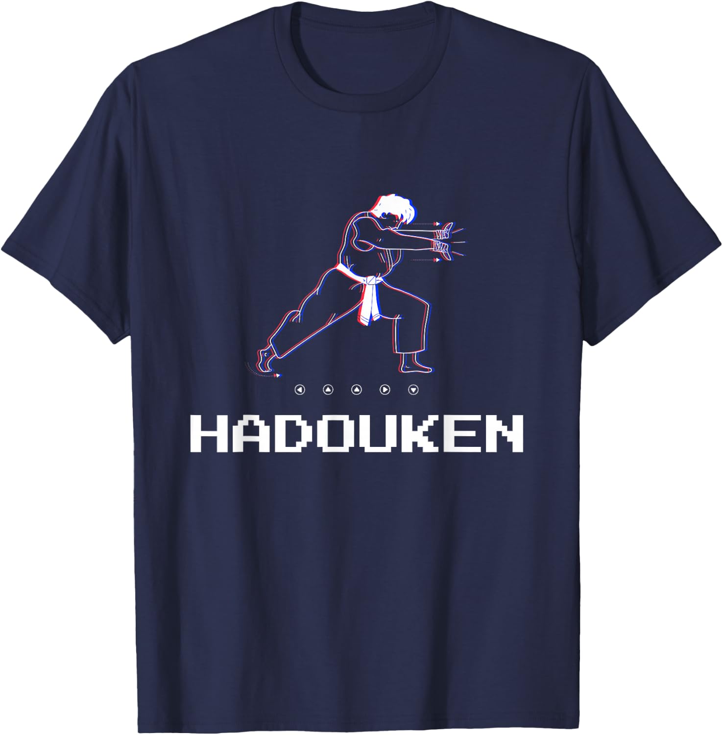 Retro Pixel Gamer Player Fighting Hadouken T-Shirt - T-Shirt | Navy