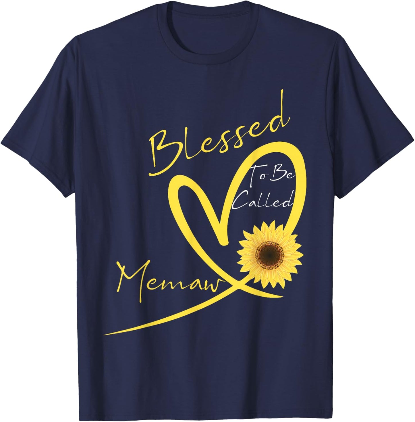 Blessed to Be Called Memaw Sunflower Heart T-Shirt - T-Shirt | Navy