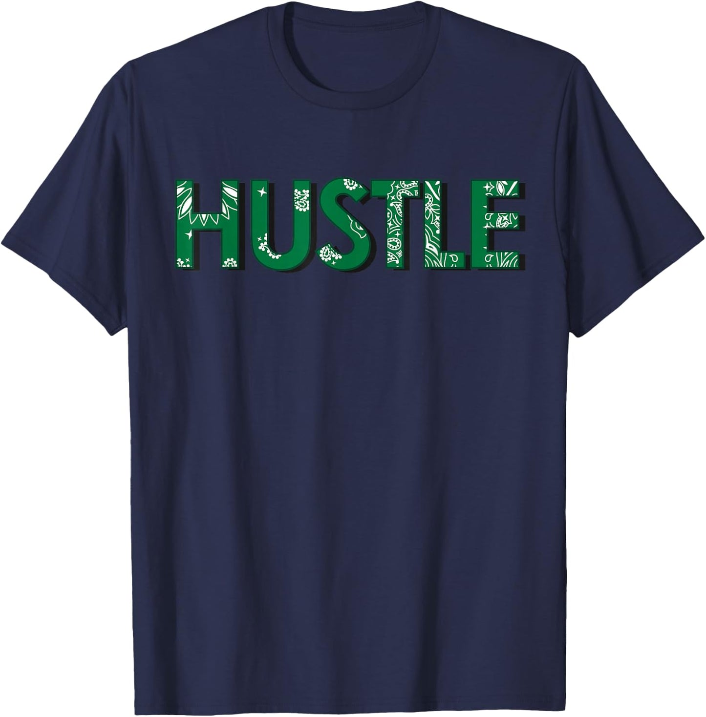 CaliDesign Green Bandana Print Hustle T-Shirt - T-Shirt | Navy