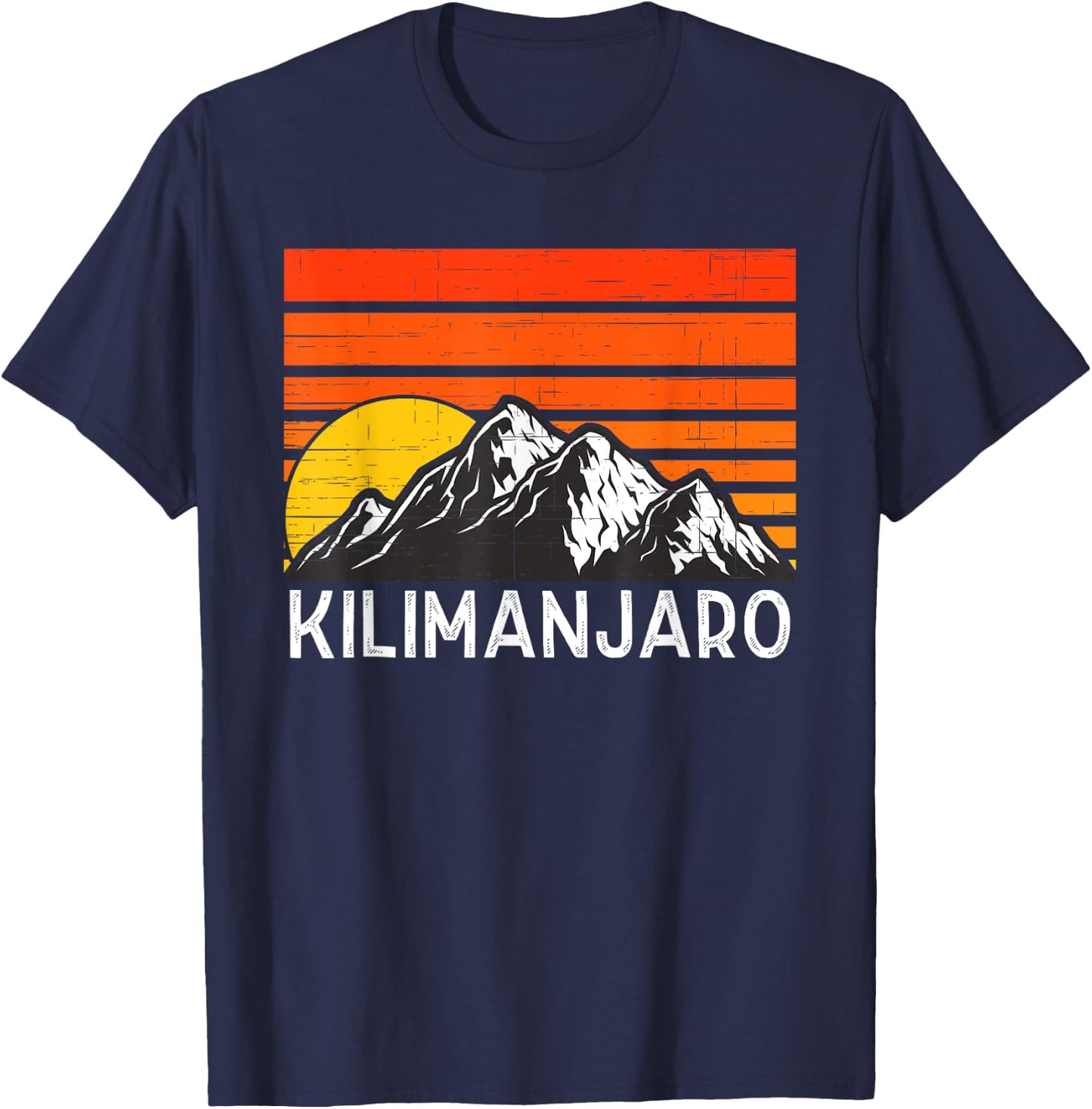 Mount Kilimanjaro Retro Vintage Mountain T-Shirt - T-Shirt | Navy