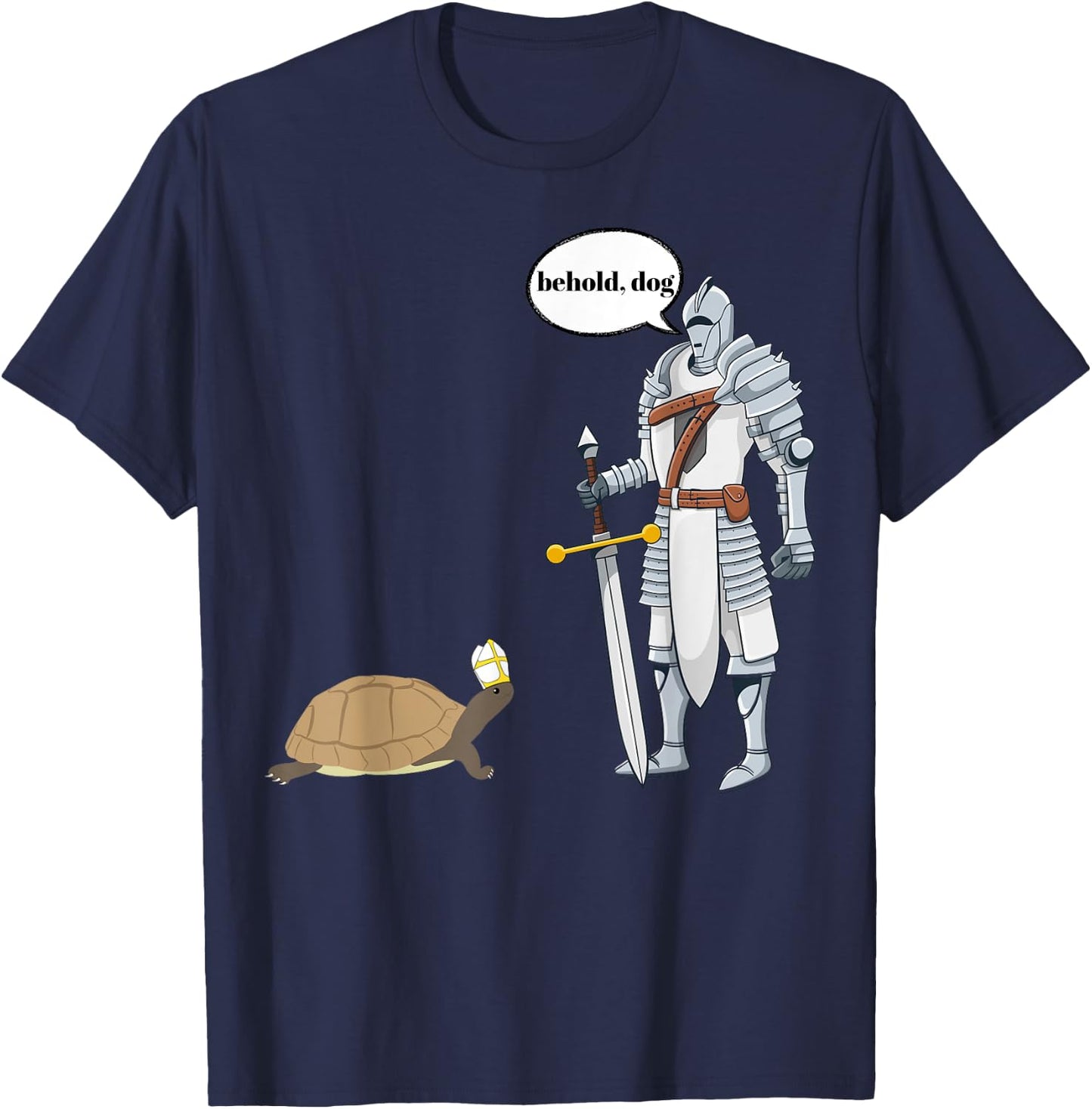Behold Dog Funny Turtle Wearing A Priest Hat Hilarious Gamer T-Shirt - T-Shirt | Navy