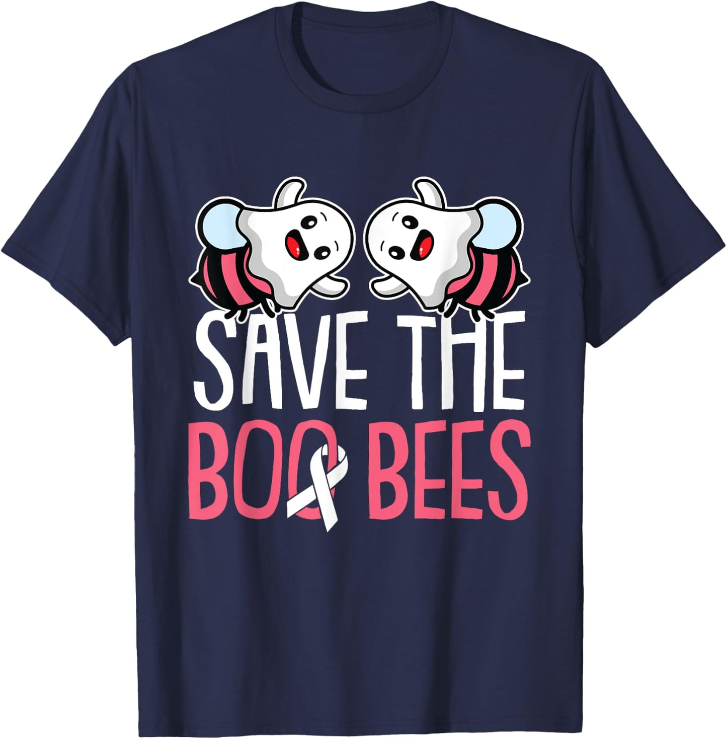 Save The Boo Bees Breast Cancer Awareness Warrior Survivor T-Shirt - T-Shirt | Navy