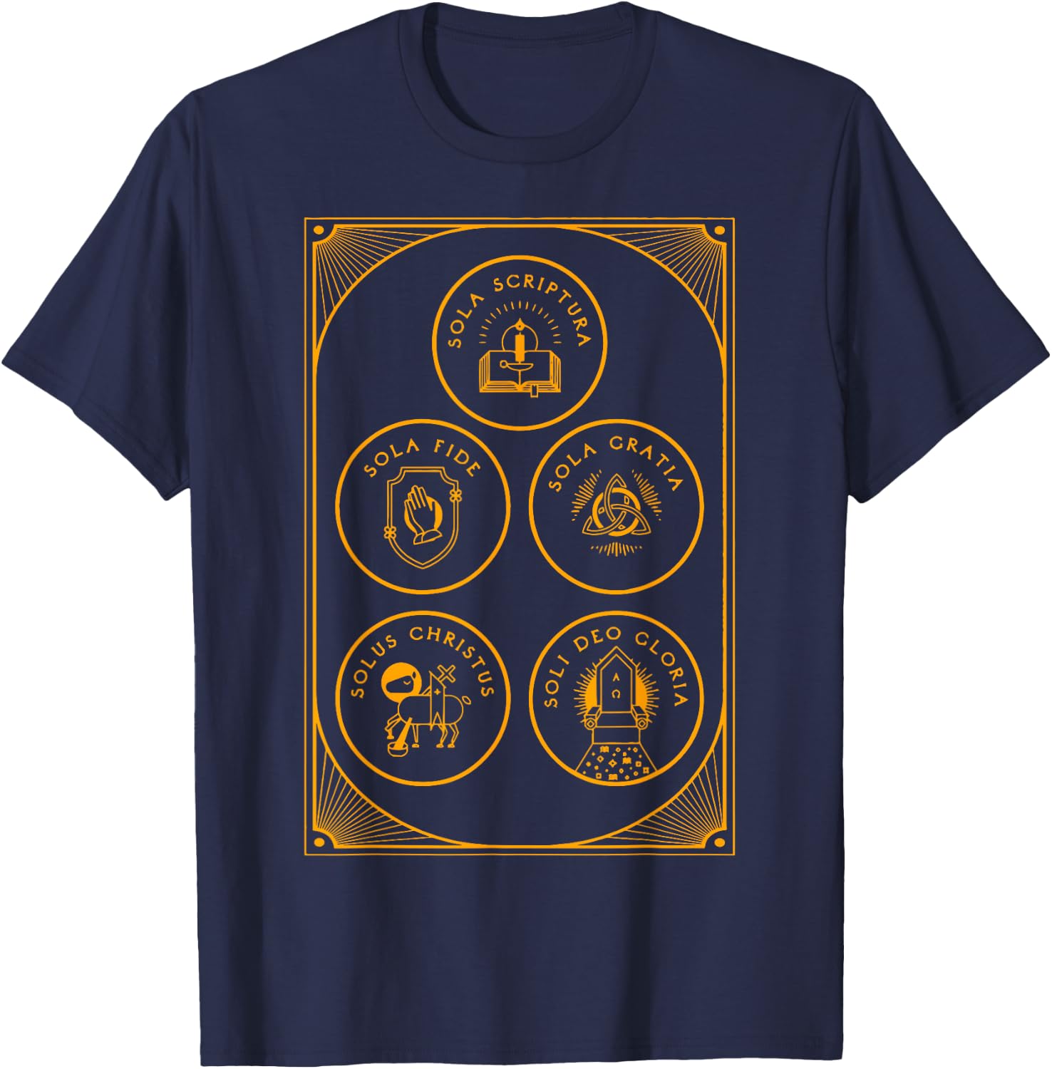 Sola Scriptura Protestant Christian Reformation 5 Solas T-Shirt - T-Shirt | Navy