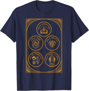 Sola Scriptura Protestant Christian Reformation 5 Solas T-Shirt - T-Shirt | Navy