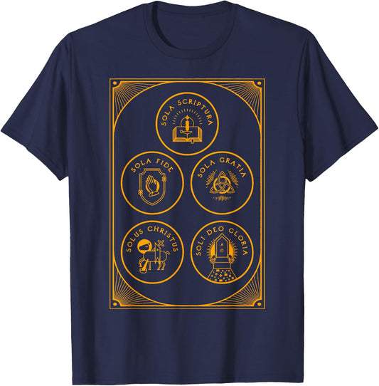 Sola Scriptura Protestant Christian Reformation 5 Solas T-Shirt - T-Shirt | Navy
