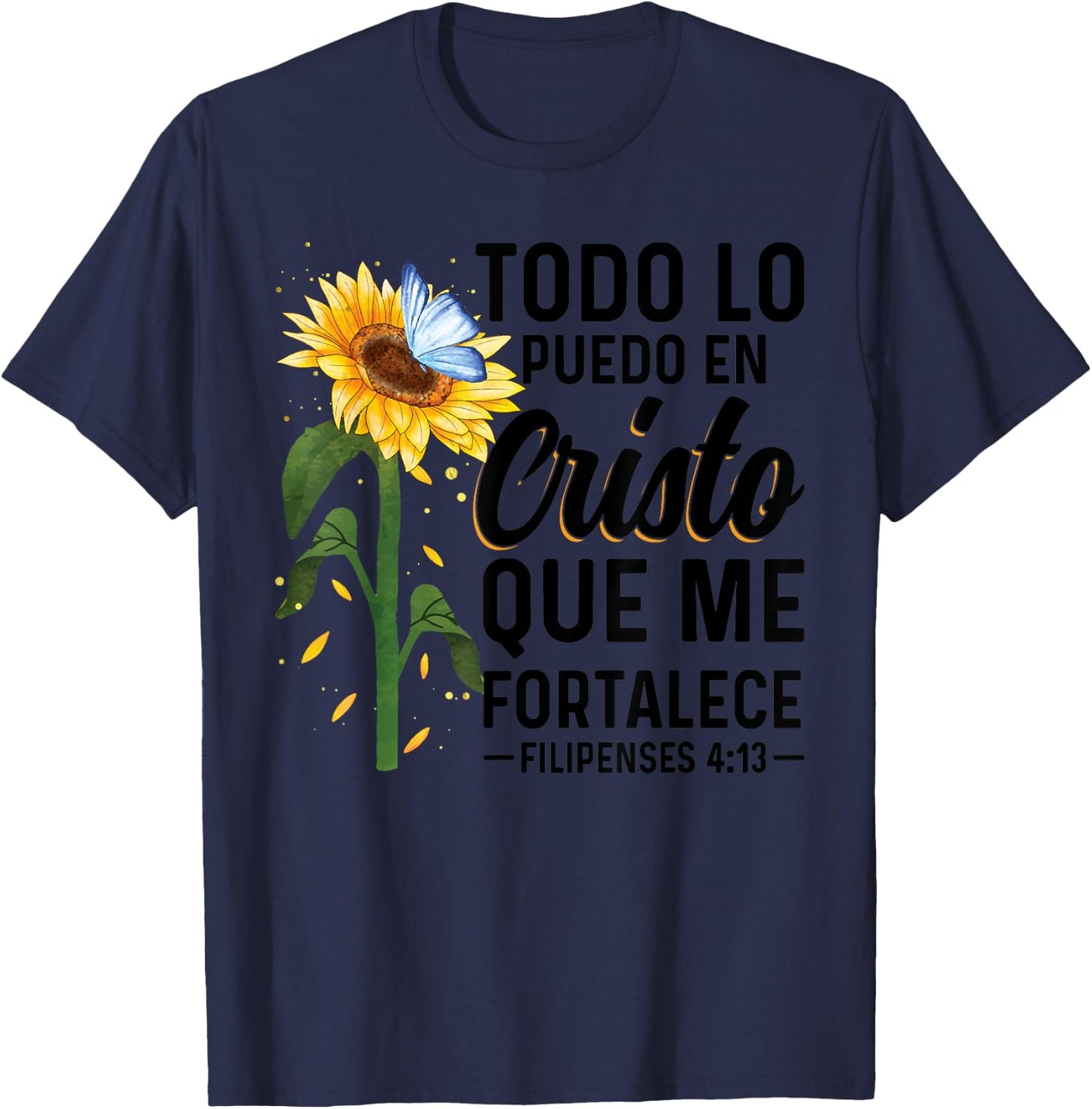 Camisetas Cristianas En Espanol Frase Biblia Filipenses 14 3 T-Shirt - T-Shirt | Navy