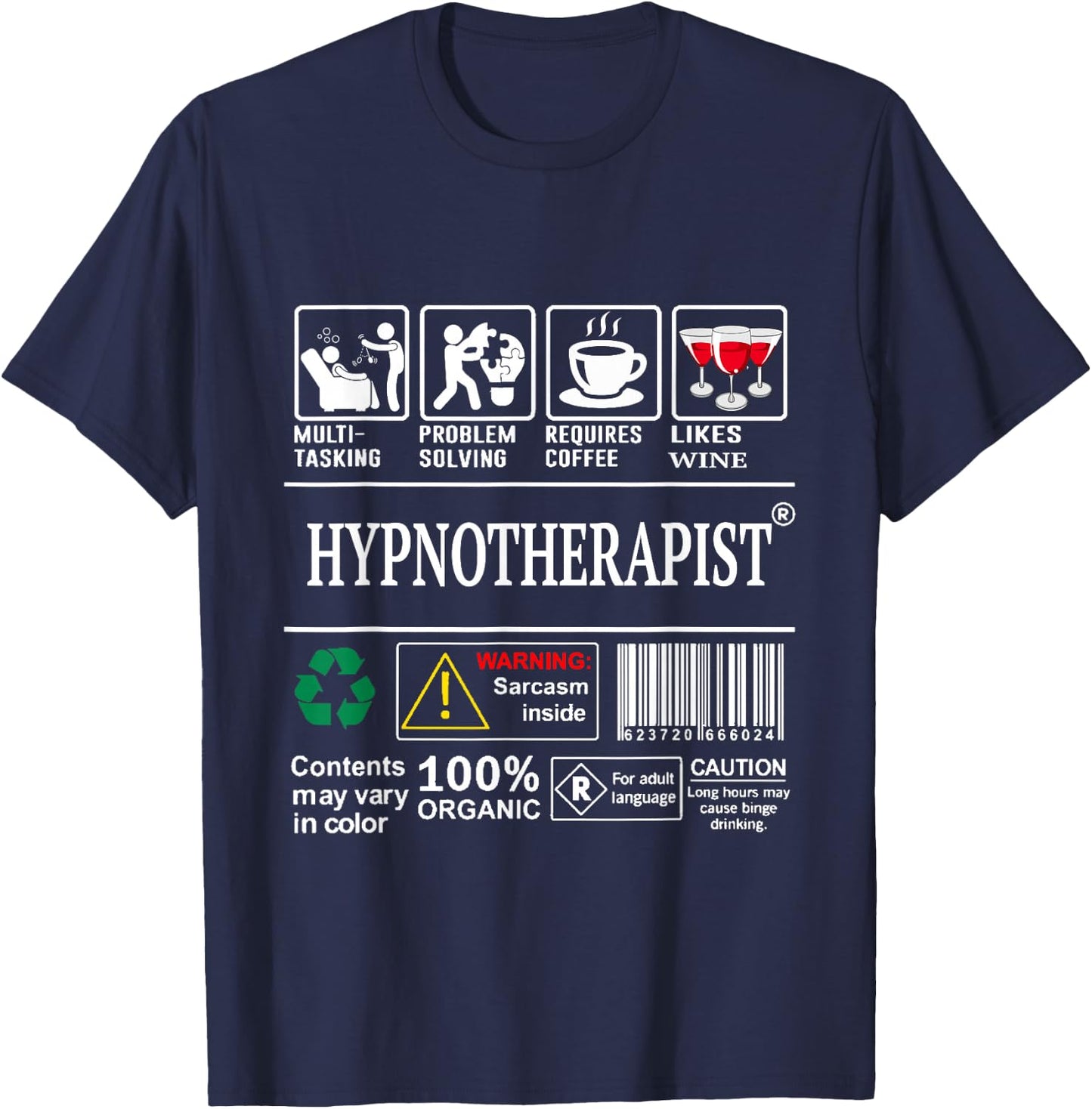 Hypnotherapist Job Definition Skills Wine Coffee Sarcasm T-Shirt - T-Shirt | Navy
