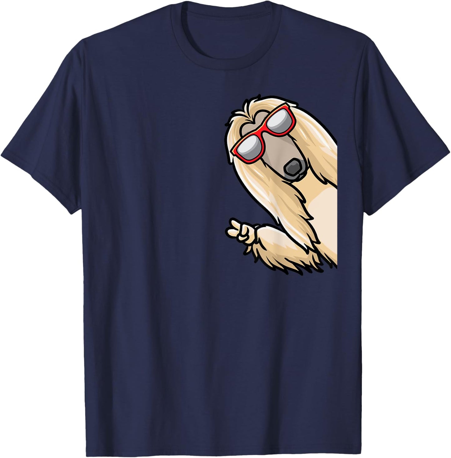 Afghan Hound From Side With Sunglasses T-Shirt - T-Shirt | Navy