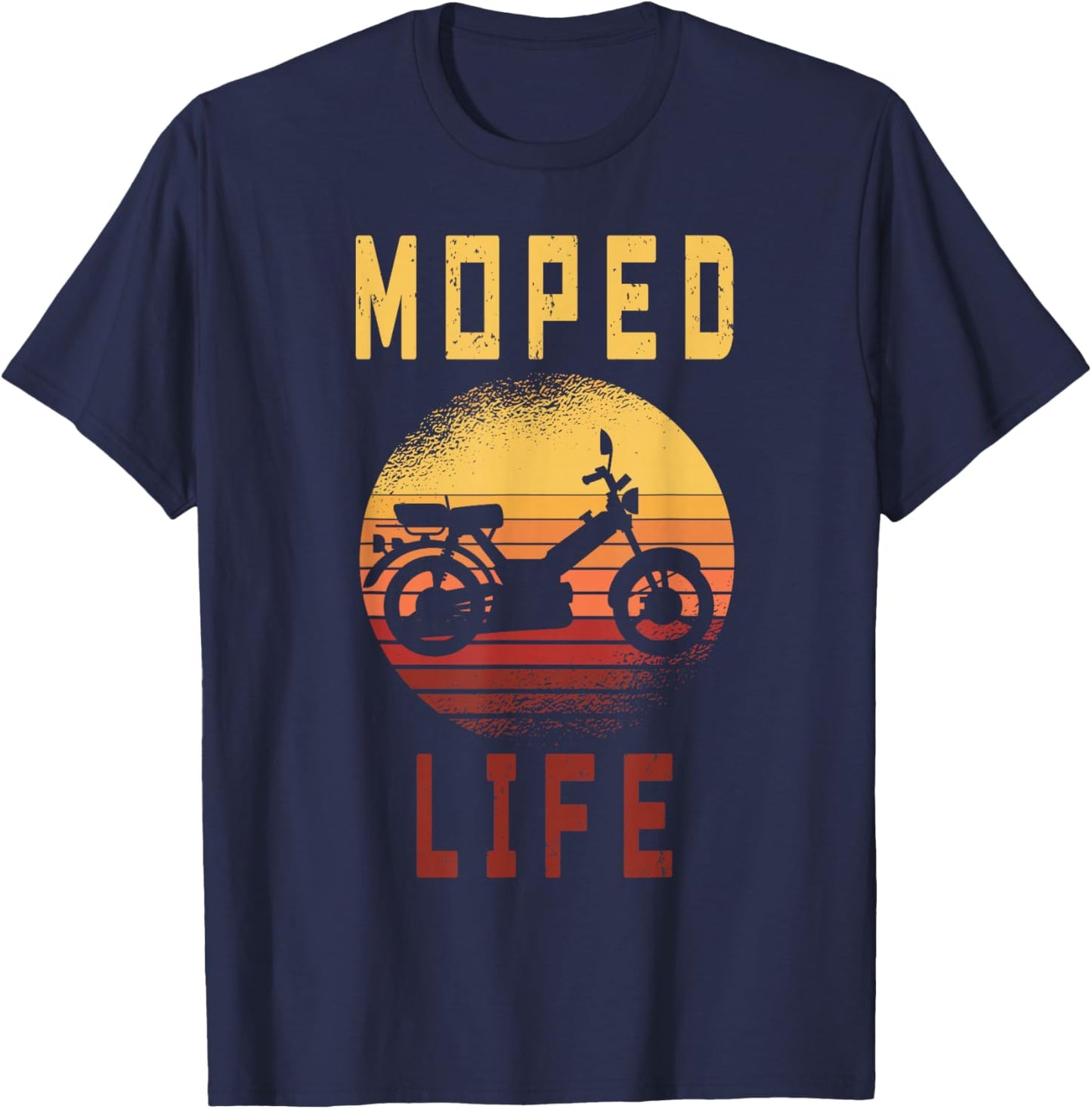 Vintage Moped Life | Retro Moped | Mokick Driver T-Shirt - T-Shirt | Navy