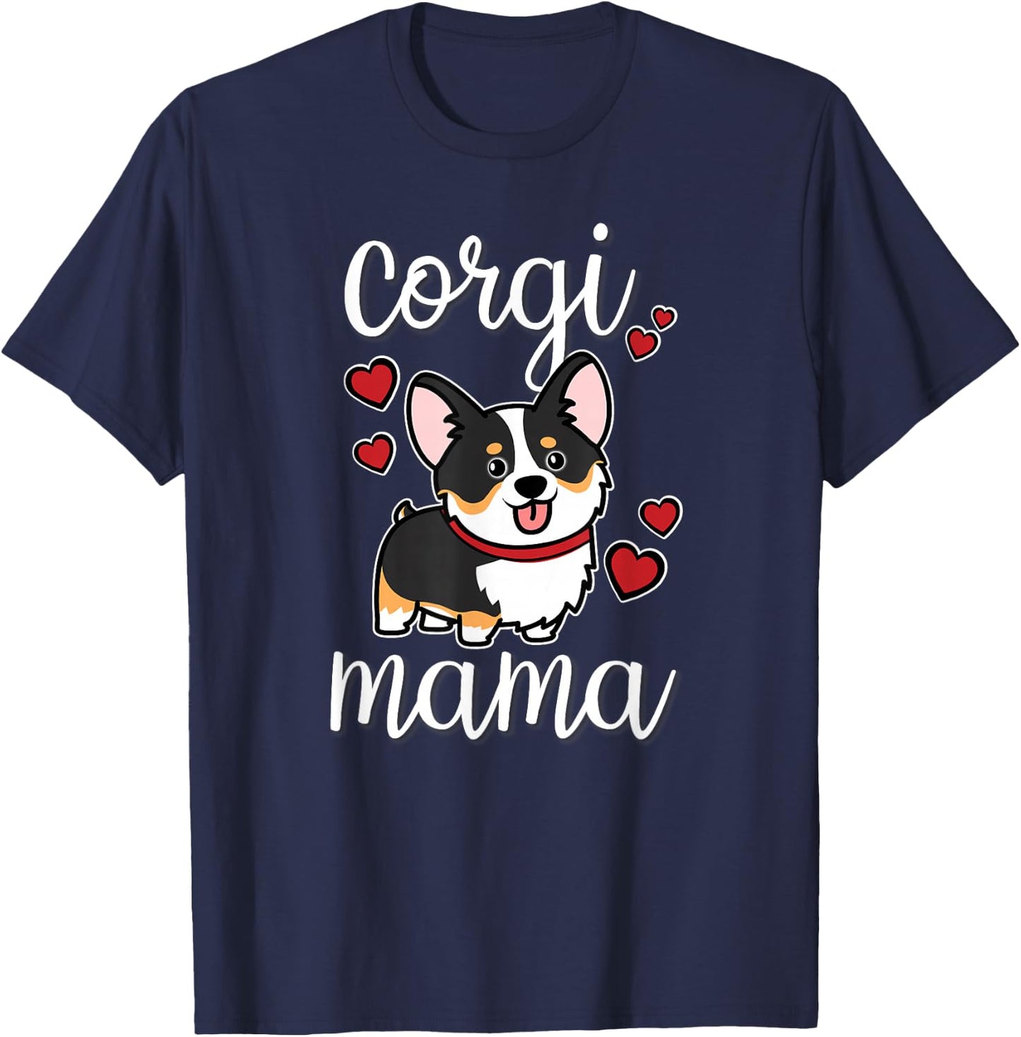 Funny Kawaii Mama Mom Black Tricolor Corgi Lover T-Shirt - T-Shirt | Navy