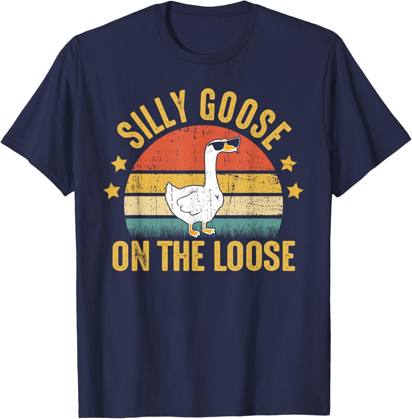 Silly Goose On The Loose Funny Vintage Goose University T-Shirt - T-Shirt | Navy