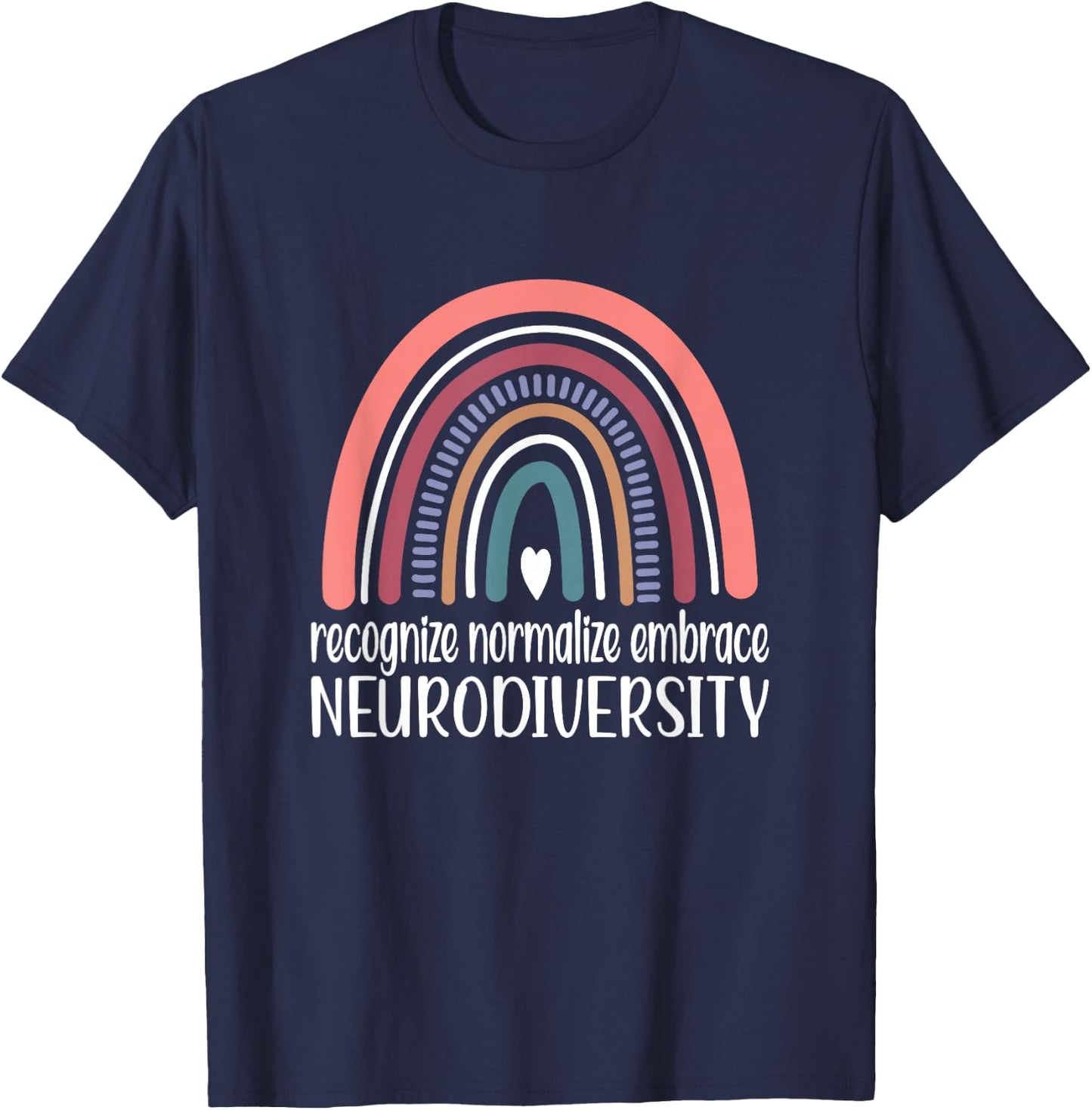 Neurodiversity Rainbow Autism Neurodivergent ADHD T-Shirt - T-Shirt | Navy