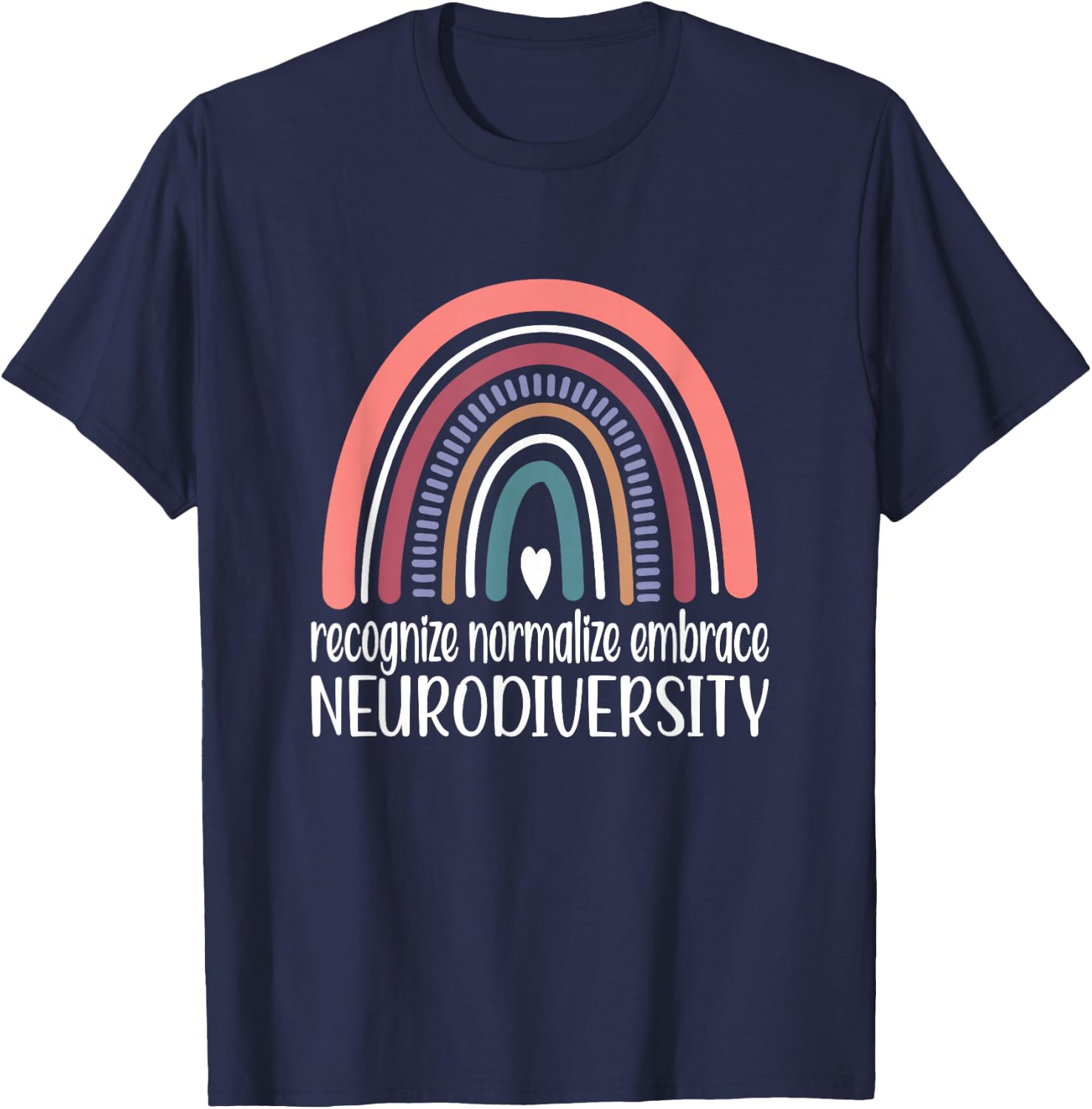Neurodiversity Rainbow Autism Neurodivergent ADHD T-Shirt - T-Shirt | Navy