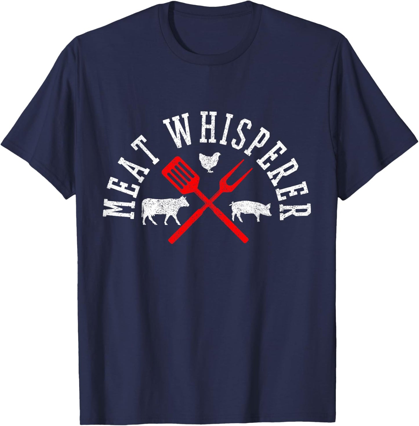 Funny BBQ Shirts Co. Meat Whisperer Black Modern Letter Print - Small T-Shirt - T-Shirt | Navy