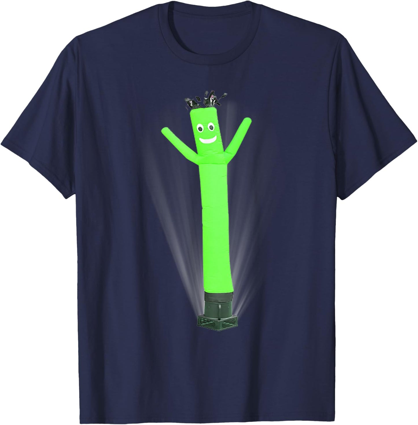 Wacky Waving Inflatable Tube Man Air Dancer Green T-Shirt - T-Shirt | Navy