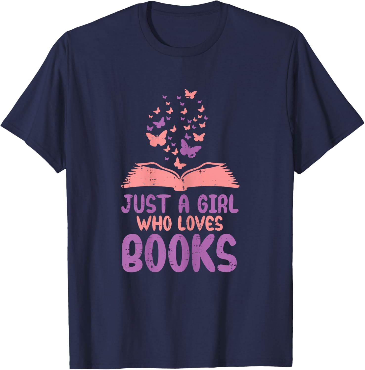 Just Girl Who Loves Books Read Reading Book Librarian Women T-Shirt - T-Shirt | Navy