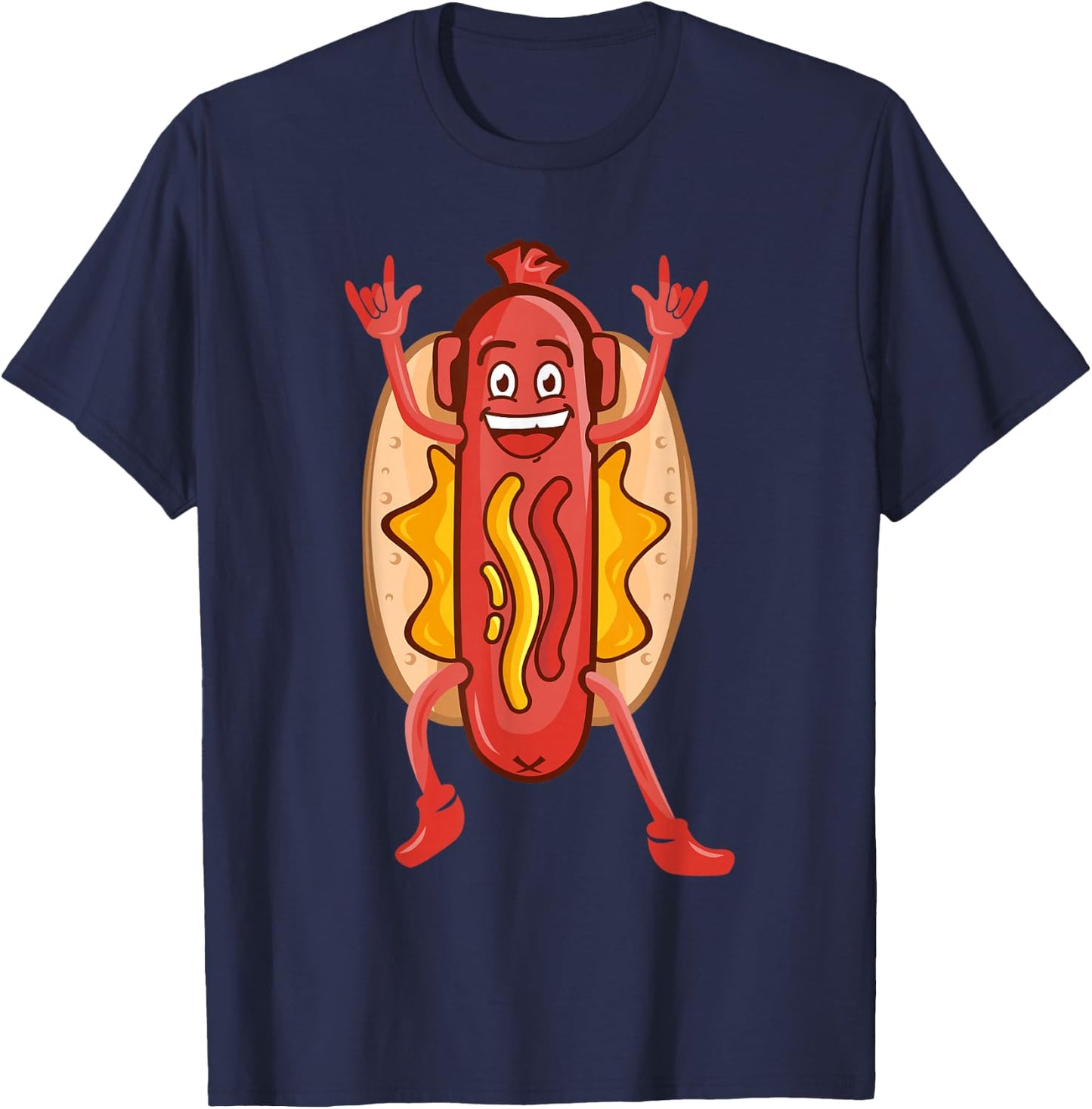 Funny Dancing Hot Dog Design For Kids Boys Girls Hotdog Gag T-Shirt - T-Shirt | Navy