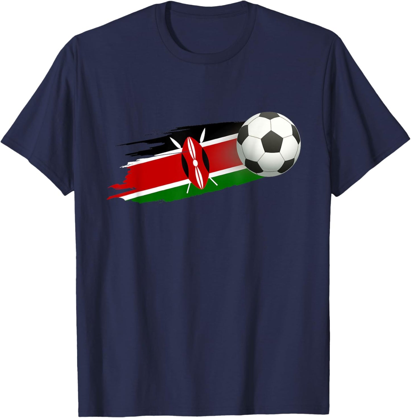 Kenya Soccer Ball Kenya Flag Jersey - Kenyan Football Fan T-Shirt - T-Shirt | Navy