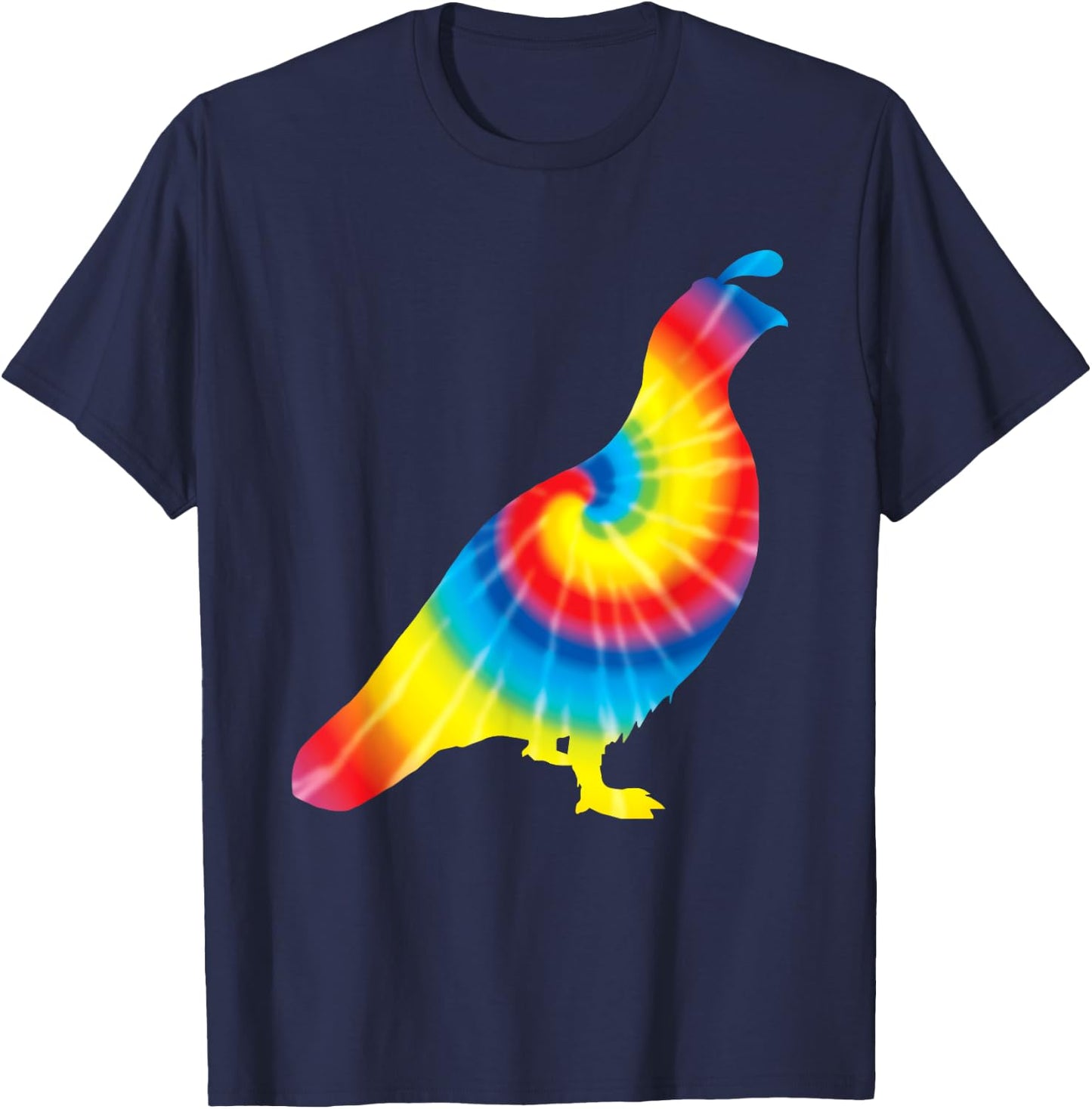 Tie Dye Partridge Rainbow Print Bird Quail Hippie Peace Gift T-Shirt - T-Shirt | Navy