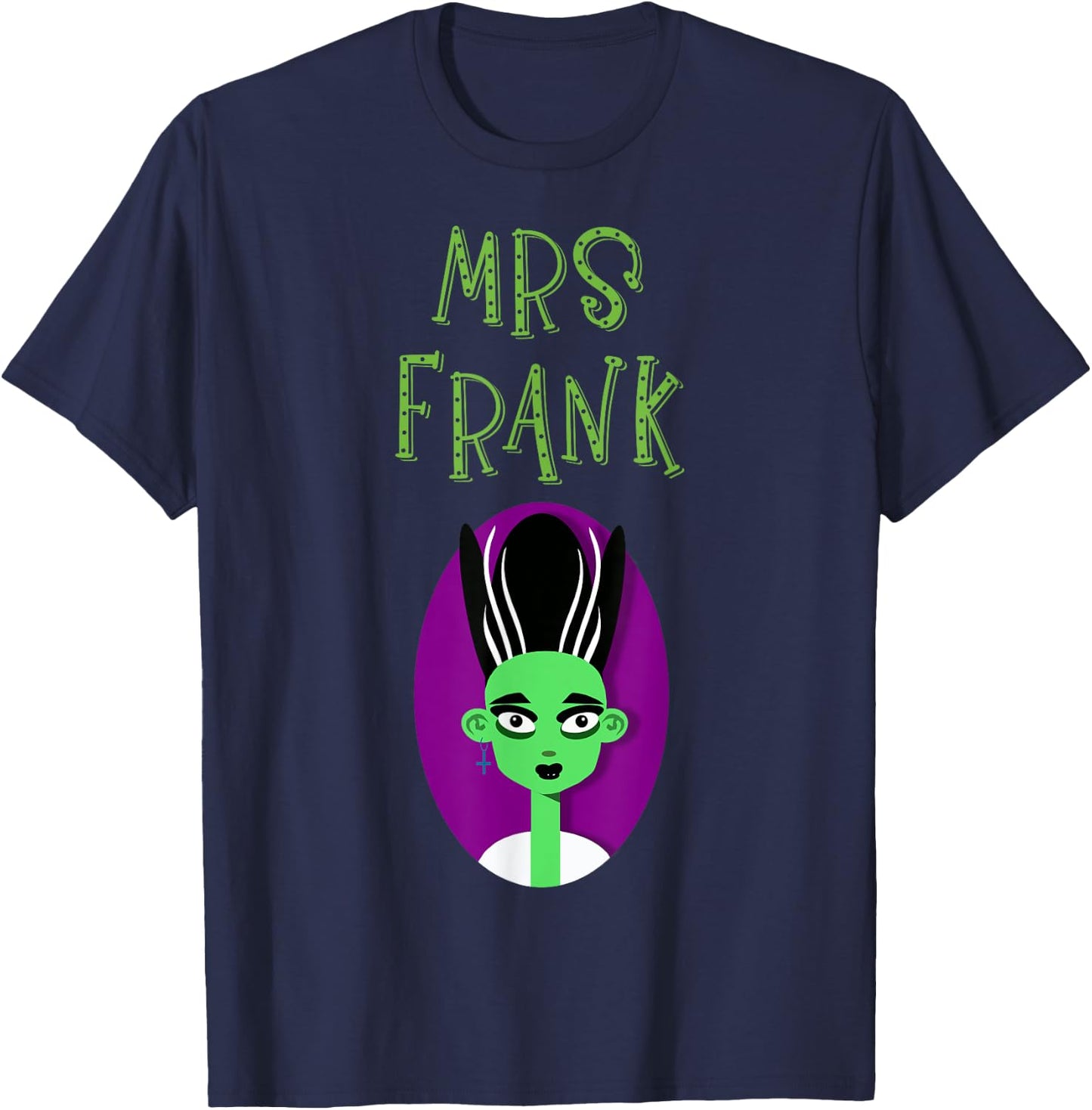 Halloween Bride of Frankenstein Matching Easy Couple T-Shirt - T-Shirt | Navy