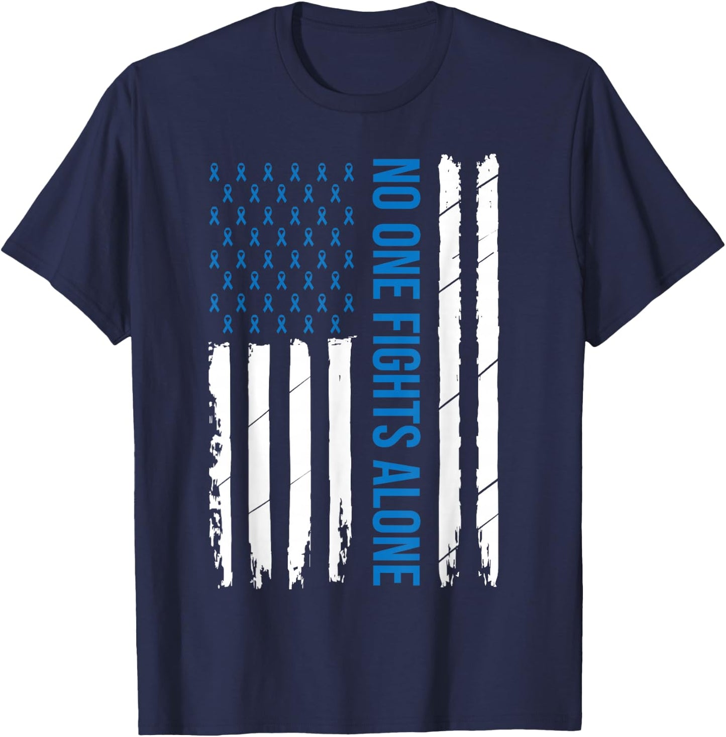 Colorectal Cancer Colon Cancer Blue Ribbon T-Shirt - T-Shirt | Navy