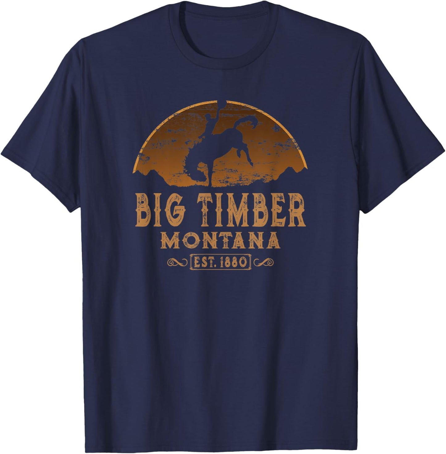 Big Timber Montana MT Wild West Rodeo Cowboy T-Shirt - T-Shirt | Navy
