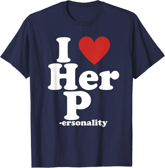 I Love His D- Love Her P- Funny Matching Couple T-Shirt - T-Shirt | Navy