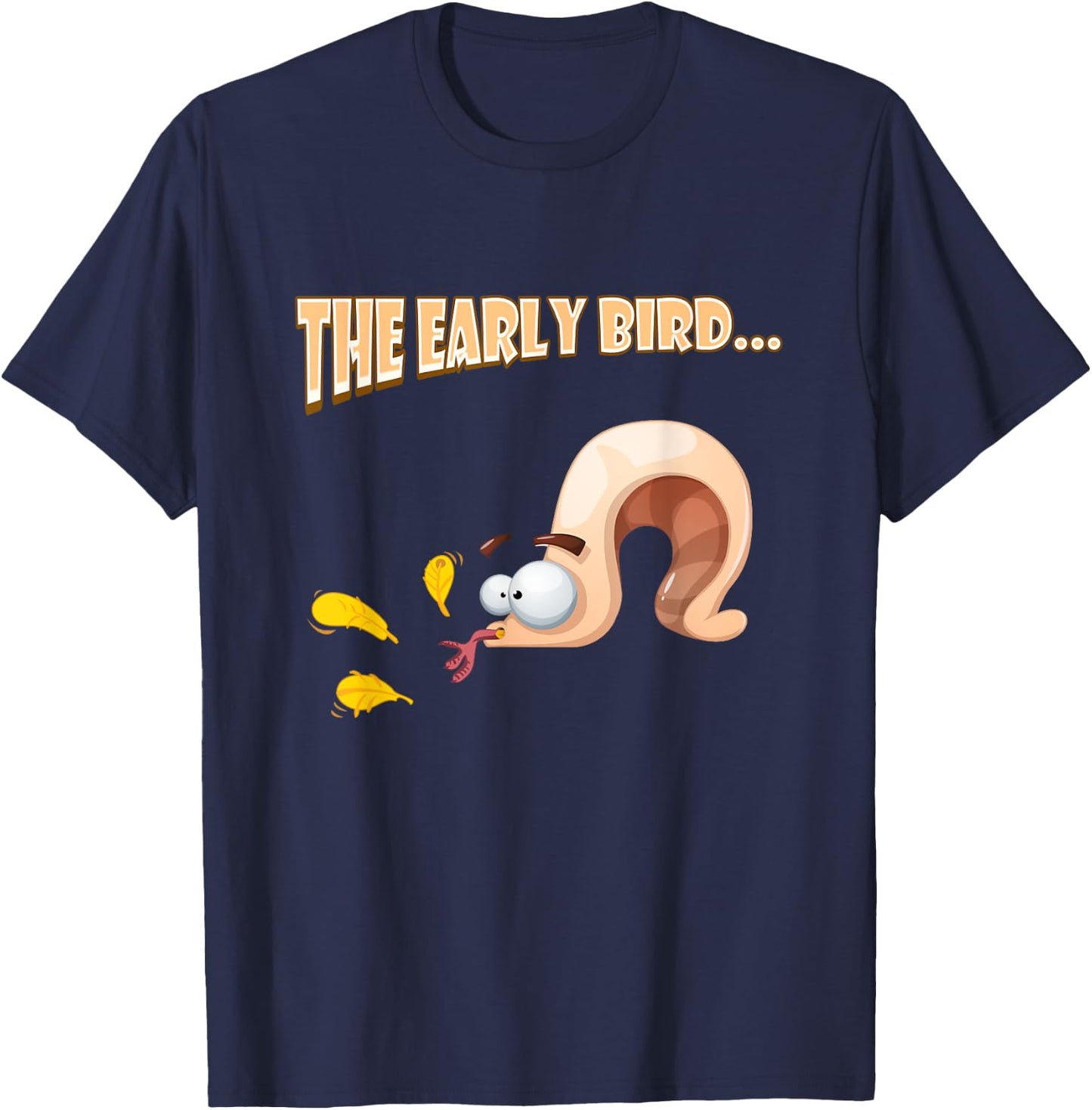Early Bird Gets The Worm / Early Worm Gets The Bird Funny T-Shirt - T-Shirt | Navy