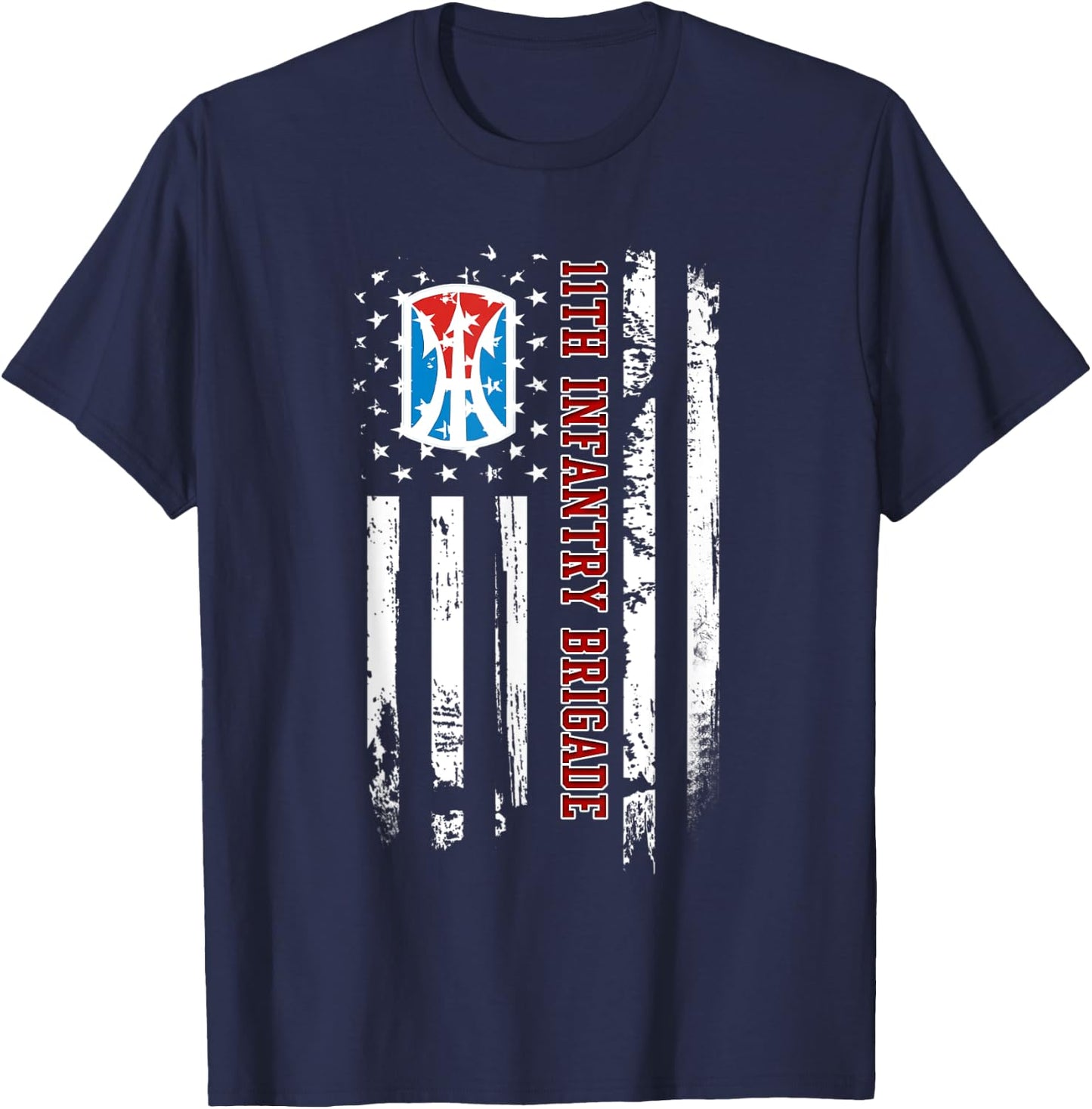 11th Infantry Brigade Veteran USA Flag Veterans Day Xmas Women Men T-Shirt - T-Shirt | Navy