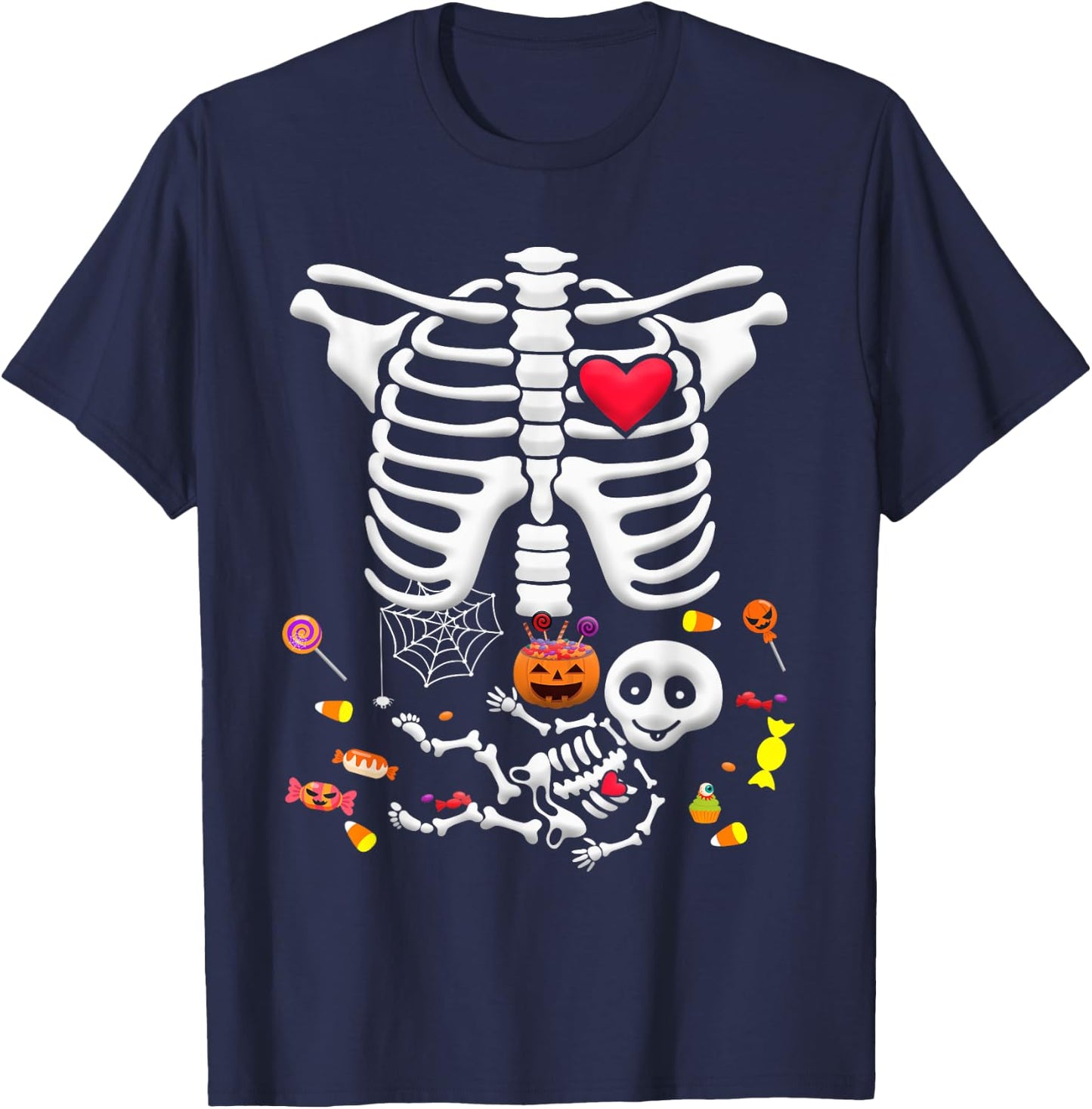 Baby Skeleton Candy Halloween Funny Pregnancy X Ray T-Shirt - T-Shirt | Navy