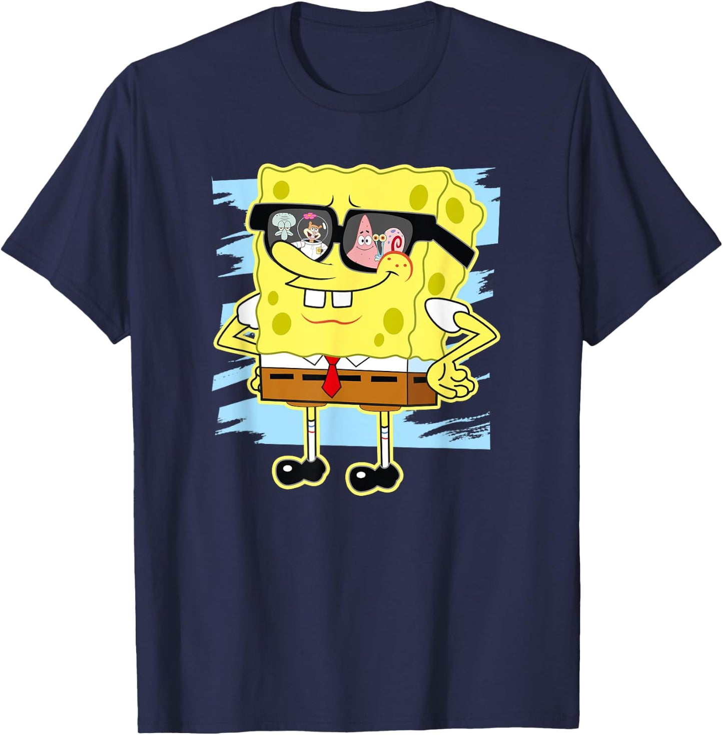 Mademark x SpongeBob SquarePants - SpongeBob - Reflection in Sunglasses T-Shirt - T-Shirt | Navy