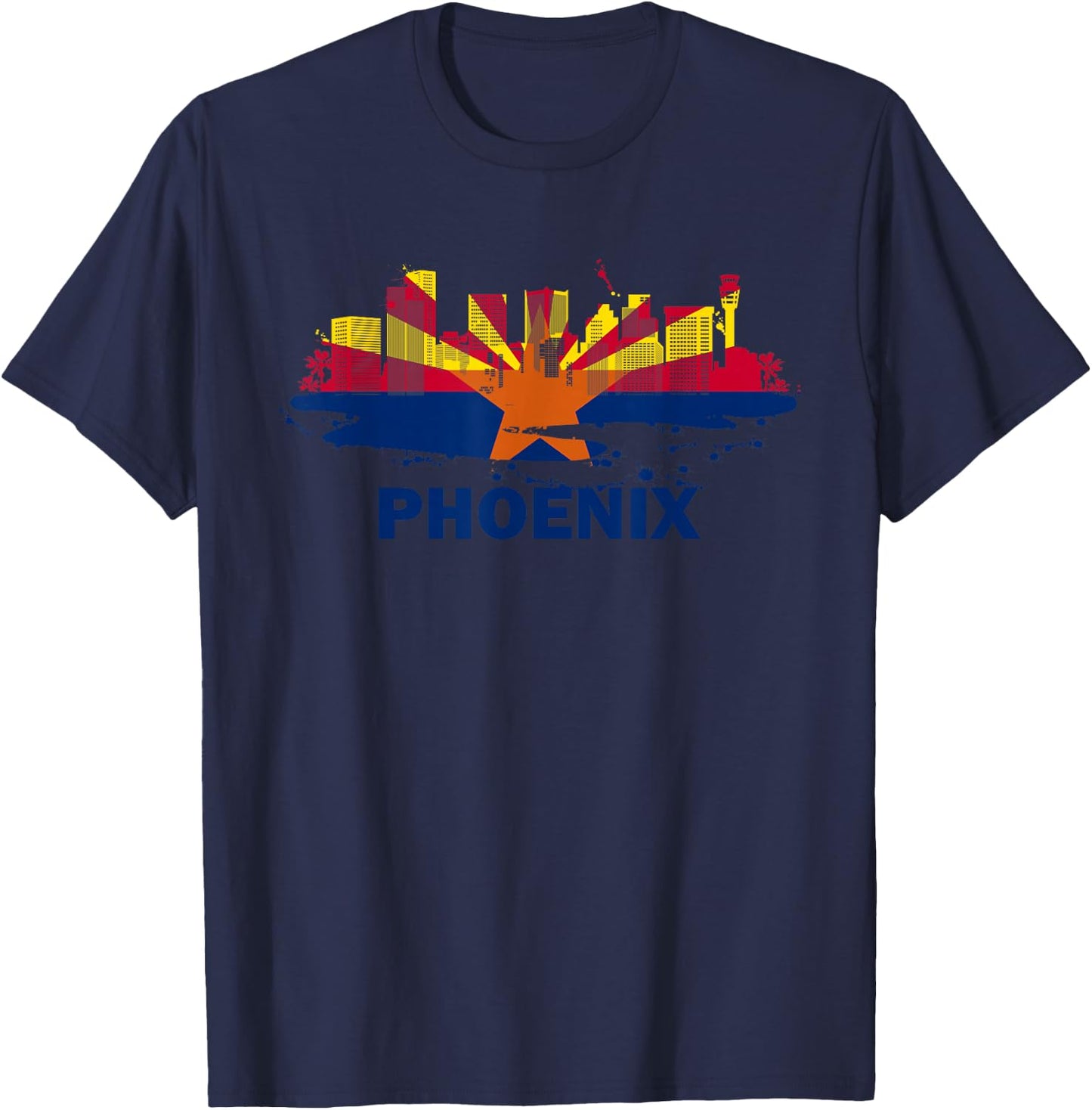 Arizona State Flag - Phoenix Cityscape - Phoenix Skyline T-Shirt - T-Shirt | Navy